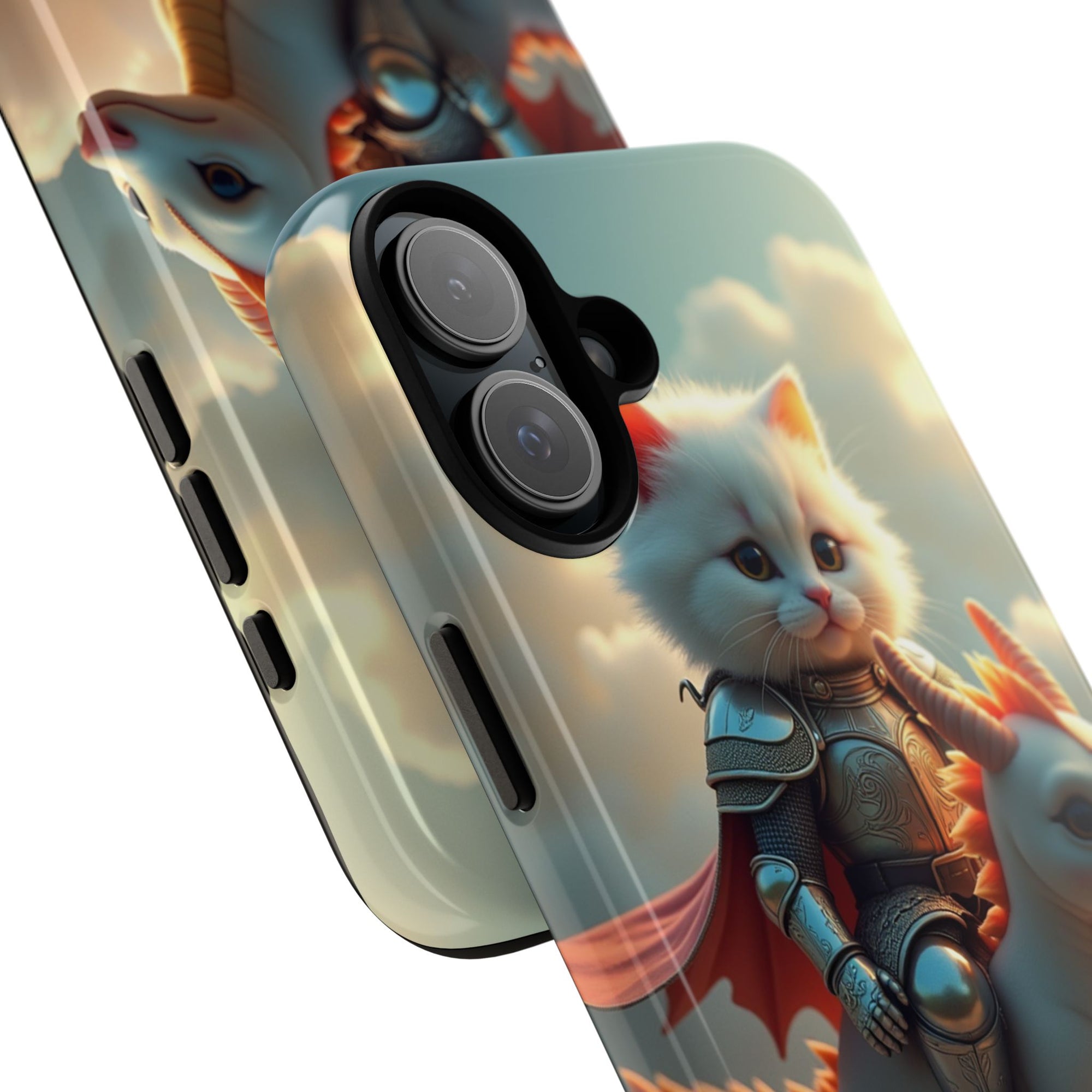 Pet Vibes Phone Case, Cute Cat and Dragon Design, Tough Phone Cover, Gift for Animal Lovers, Unique Pet Themed Accessory