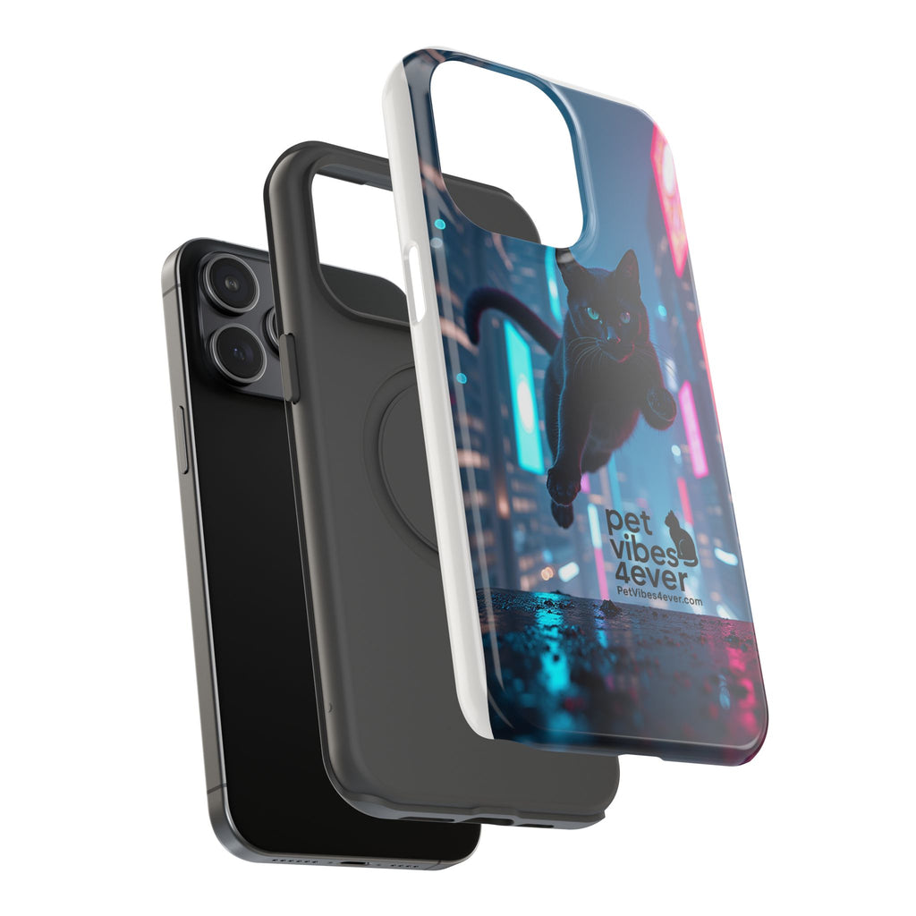 Cat-Themed Phone Case with Pet Vibes Design, Impact-Resistant Phone Case, Gift for Cat Lovers, Cute Pet Merchandise, Stylish Phone Accessory