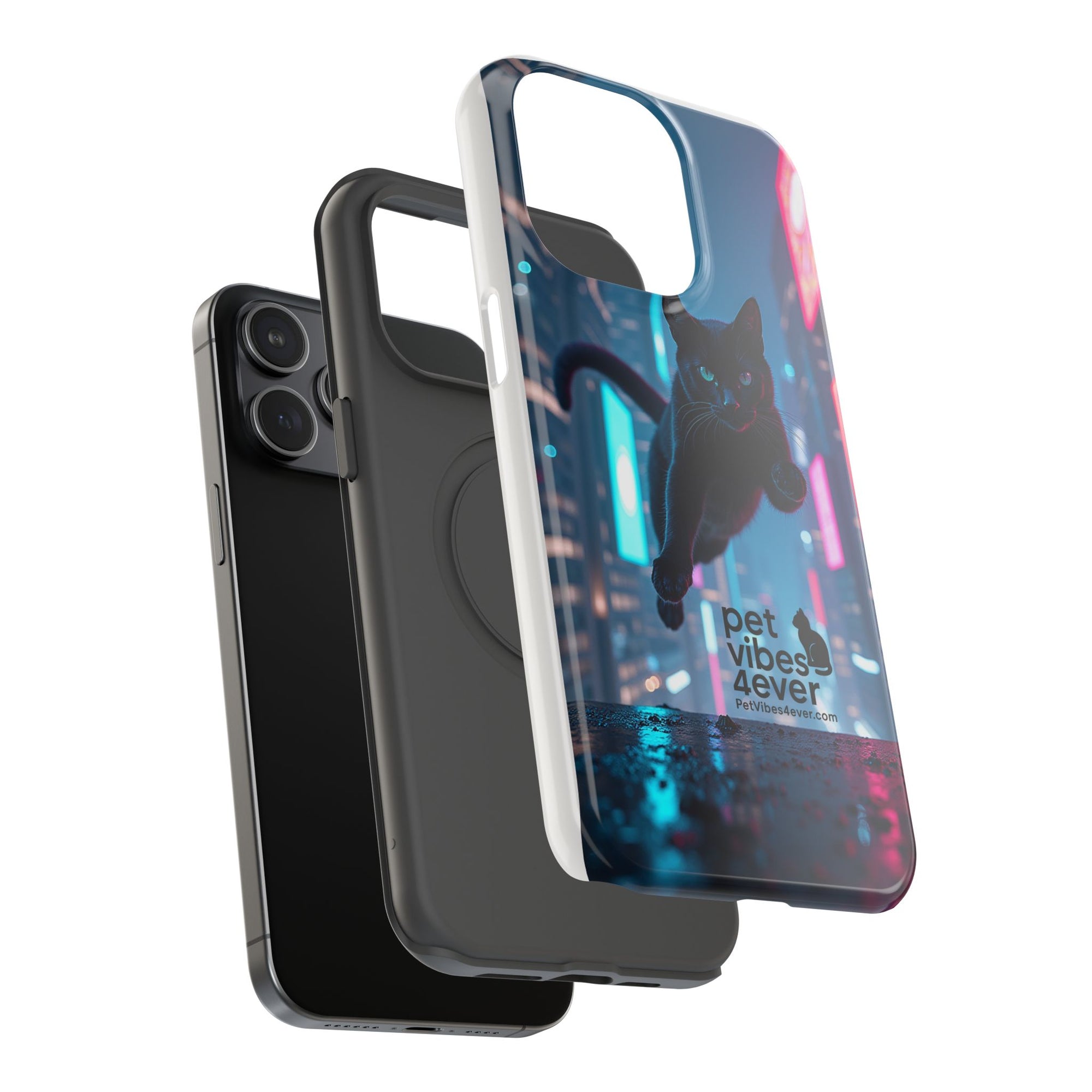 Cat-Themed Phone Case with Pet Vibes Design, Impact-Resistant Phone Case, Gift for Cat Lovers, Cute Pet Merchandise, Stylish Phone Accessory