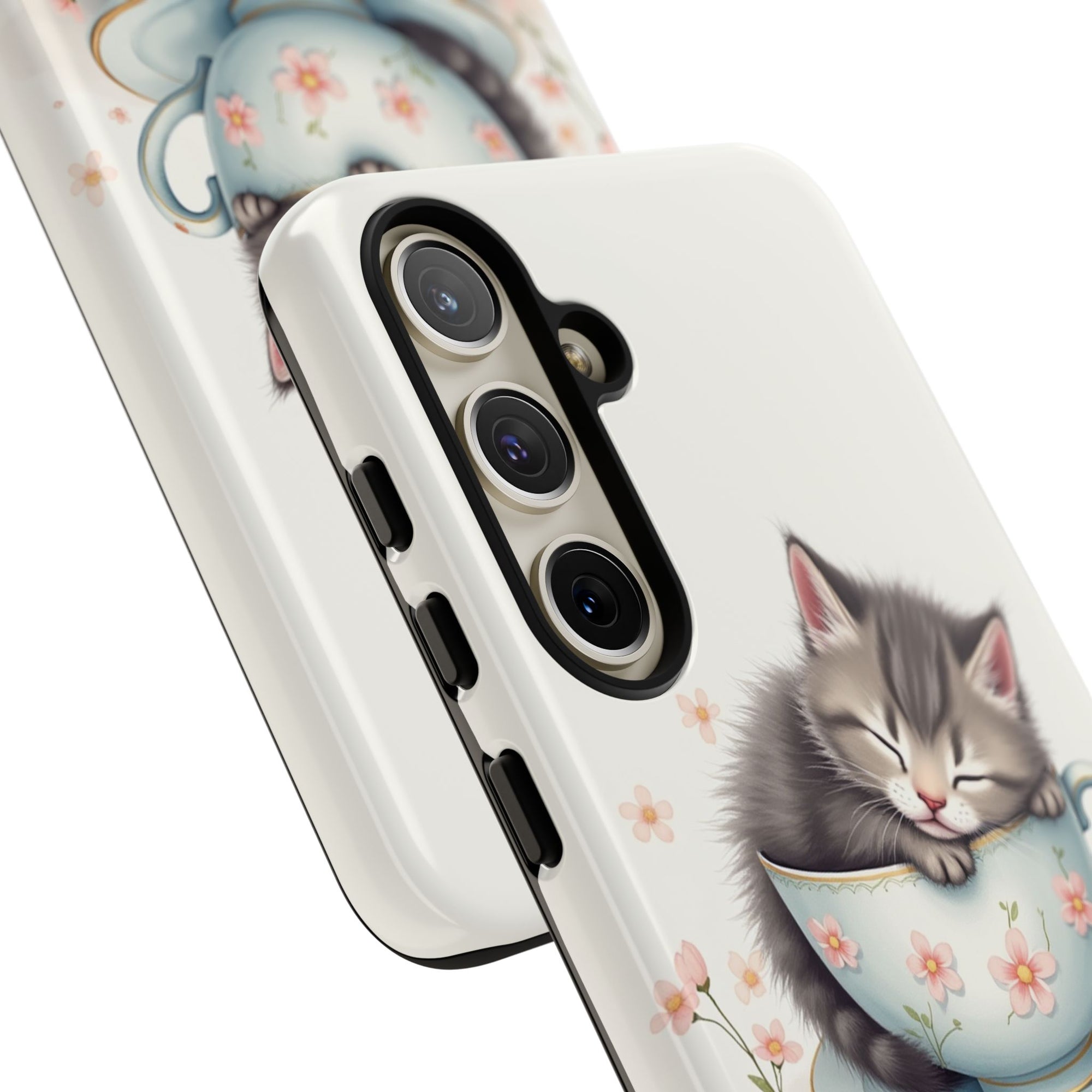 Cute Cat Phone Case, Pet Lover Gift, Soft Kitty Design, Floral Tech Accessory, Unique Animal Case, iPhone Cover, Birthday Present