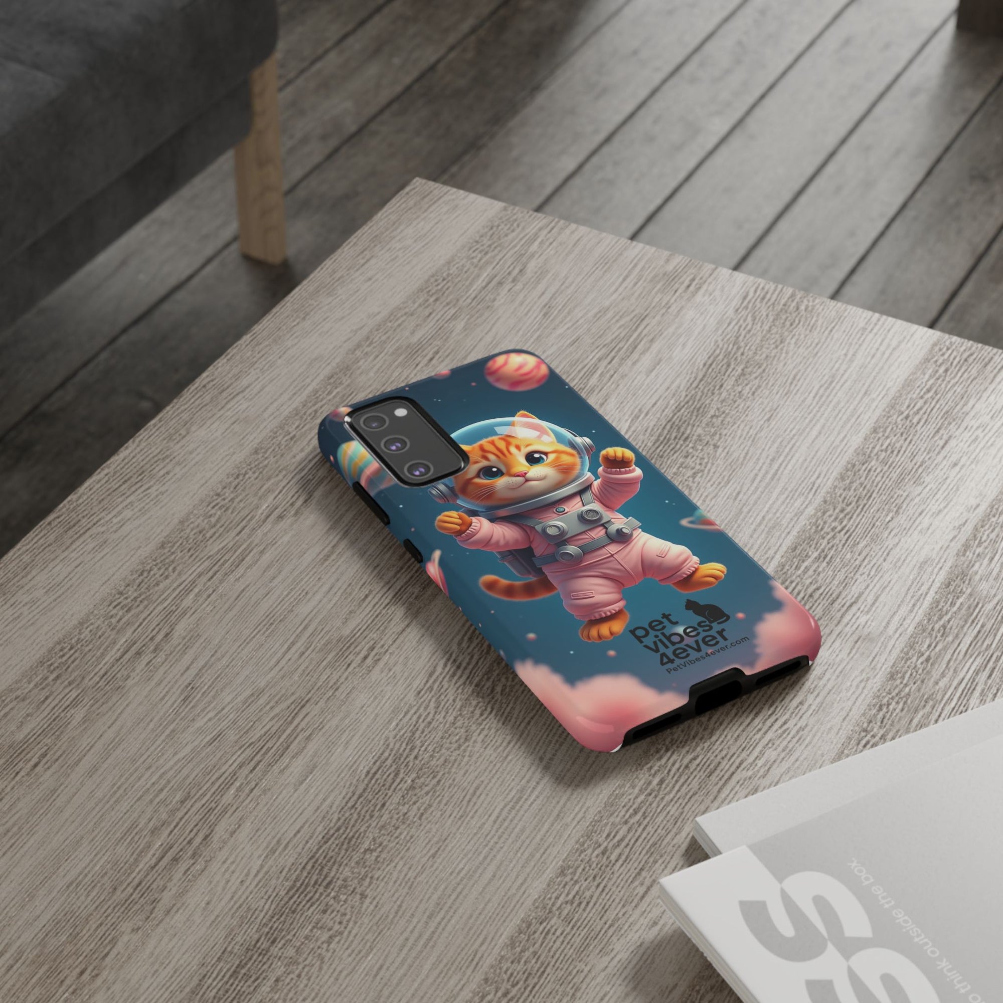 Cute Cat Phone Case, Astronaut Cat Case, Pet Lover Gift, Space Theme Accessories, Galaxy Cat Phone Cover