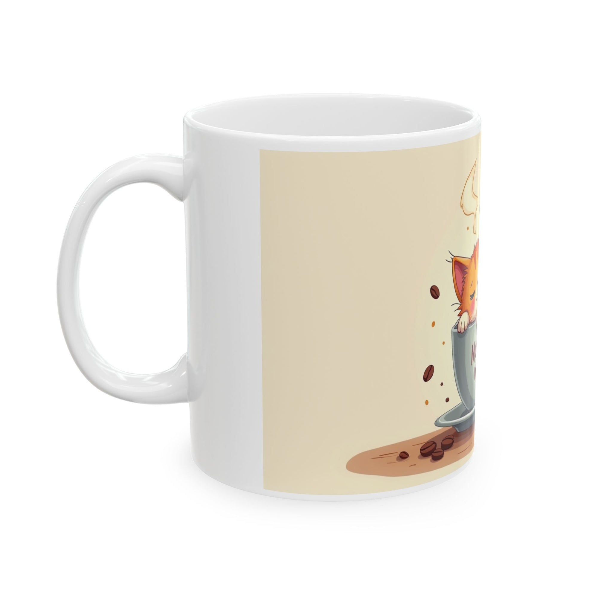 Cute Cat Monday Mood Mug, Coffee Cup, Gift for Cat Lovers, Office Decor, Animal Art, Funny Mug, Tea Cup