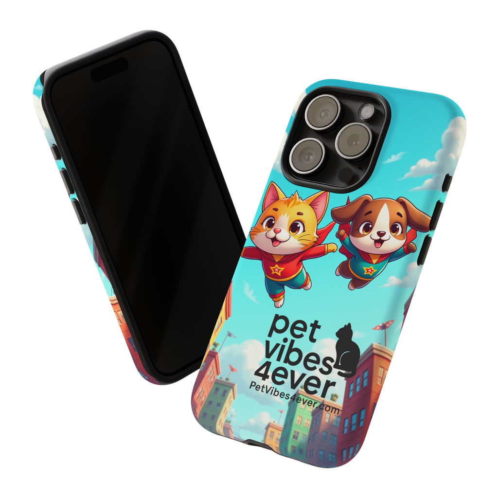 Pet Vibes Phone Case - Playful Cat and Dog Design, Animal Lover Gift, Cute Pet Accessory, Colorful Phone Cover, Fun Pet Gifts