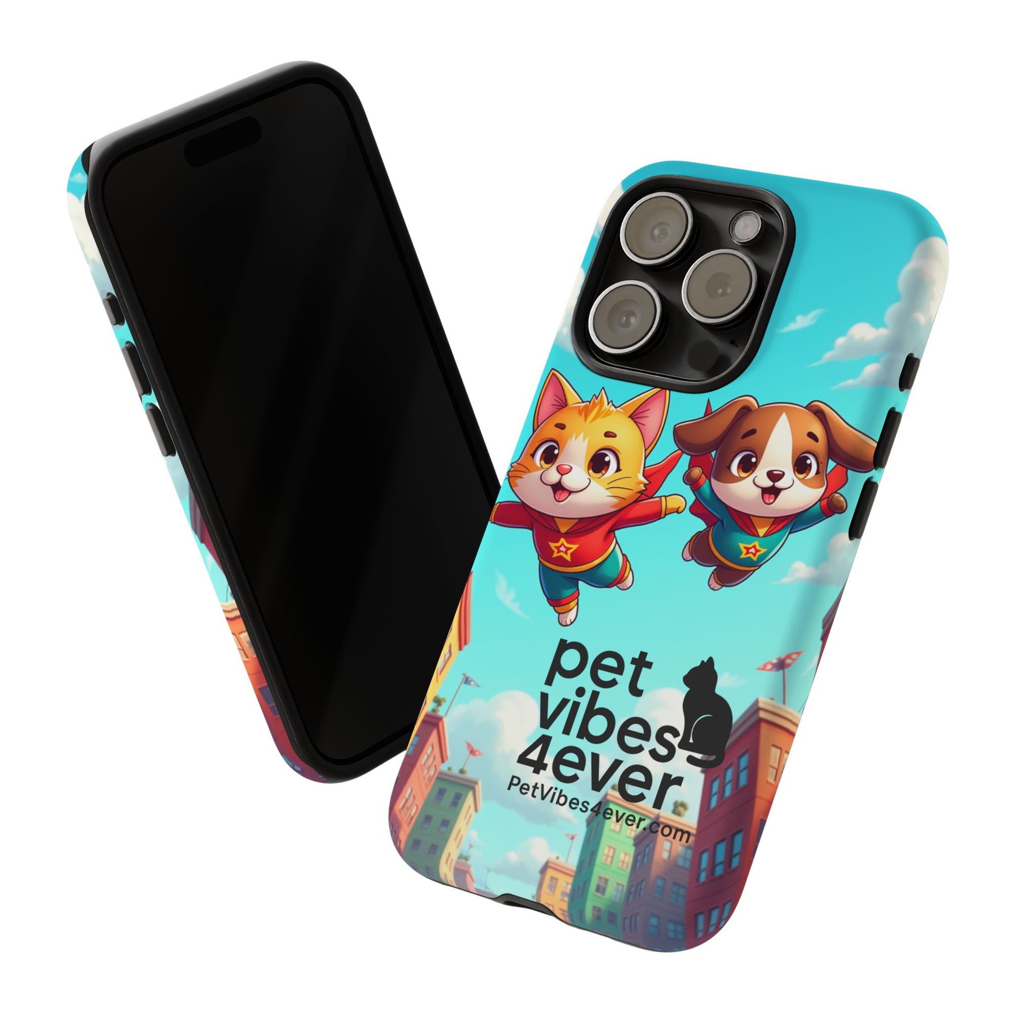 Pet Vibes Phone Case - Playful Cat and Dog Design, Animal Lover Gift, Cute Pet Accessory, Colorful Phone Cover, Fun Pet Gifts