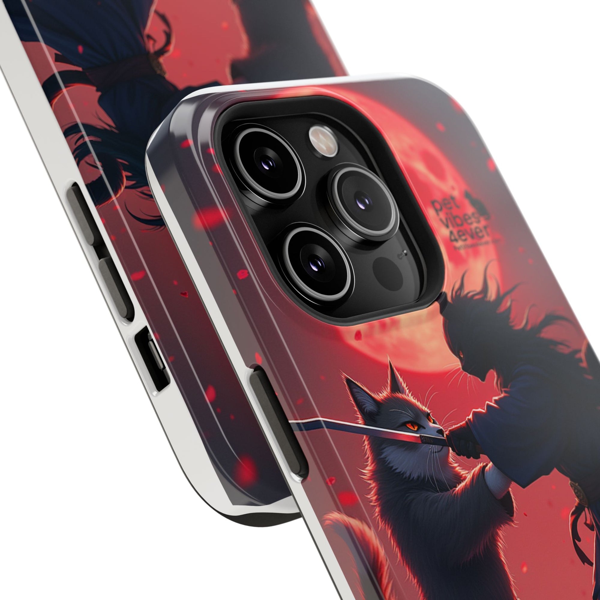 Samurai Cat Phone Case – Impact-Resistant, Pet Lovers, Cool Tech Accessories, Anime Aesthetic, Unique Gifts