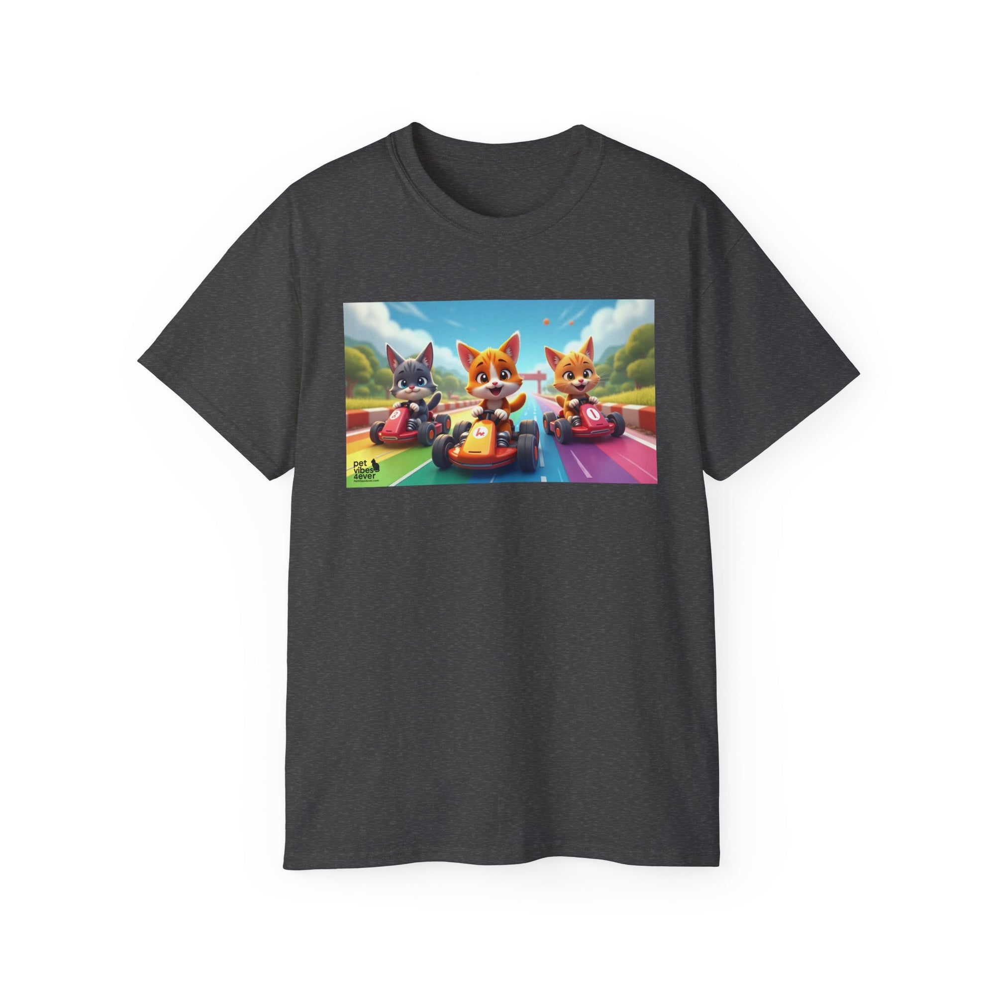 Cartoon Racing Friends Unisex Tee, Fun Gift for Gamers, Kid-Approved Style, Birthday Present, Family Game Night Apparel