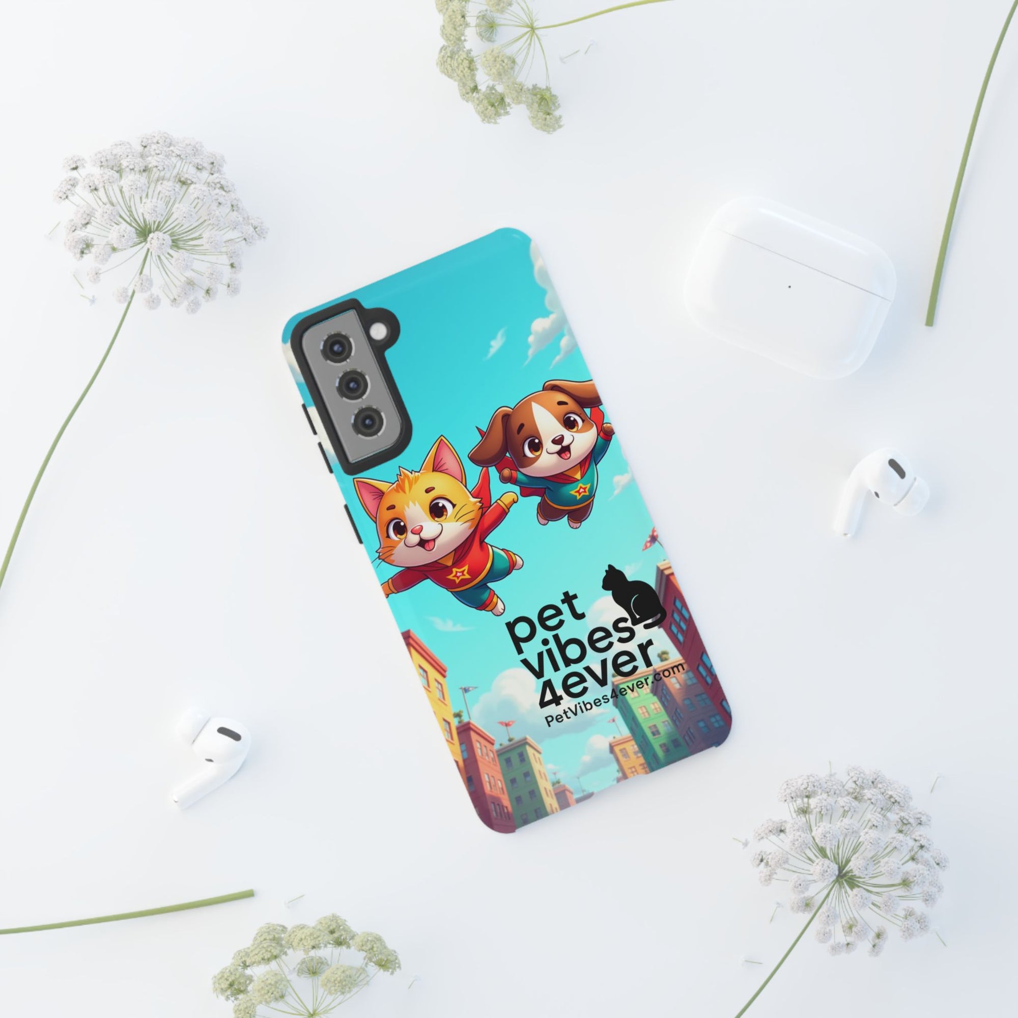 Pet Vibes Forever Tough Phone Cases, Cute Dog and Cat Design, Pet Lover Gift, Fun Phone Accessory, Animal Theme Decor