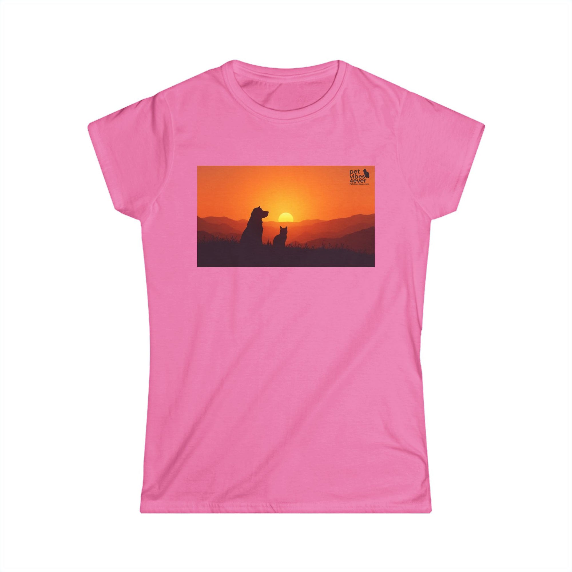 Women's Sunset Dog Lovers Tee, Cute Pet Lover Shirt, Animal Lover Gift, Casual Wear, Summer Top, Dog Mom Apparel
