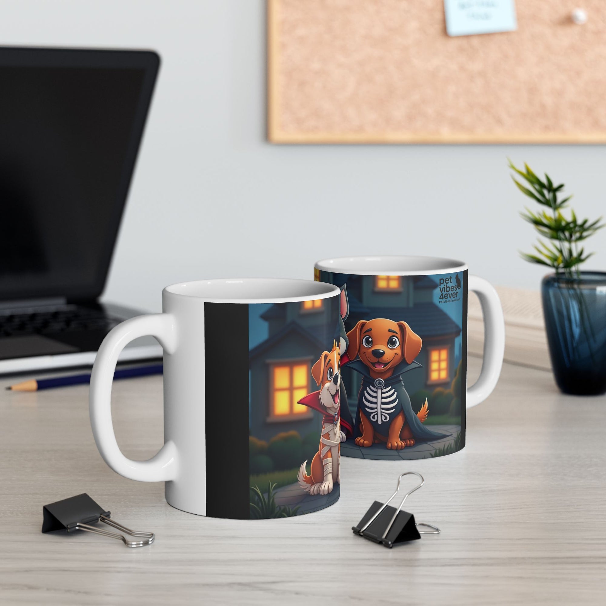 Halloween Dog Lover's Ceramic Mug, Cute Pup Design, 11oz, 15oz, Perfect for Gifts, Home Decor, Pet Lovers, Coffee, Hot Chocolate