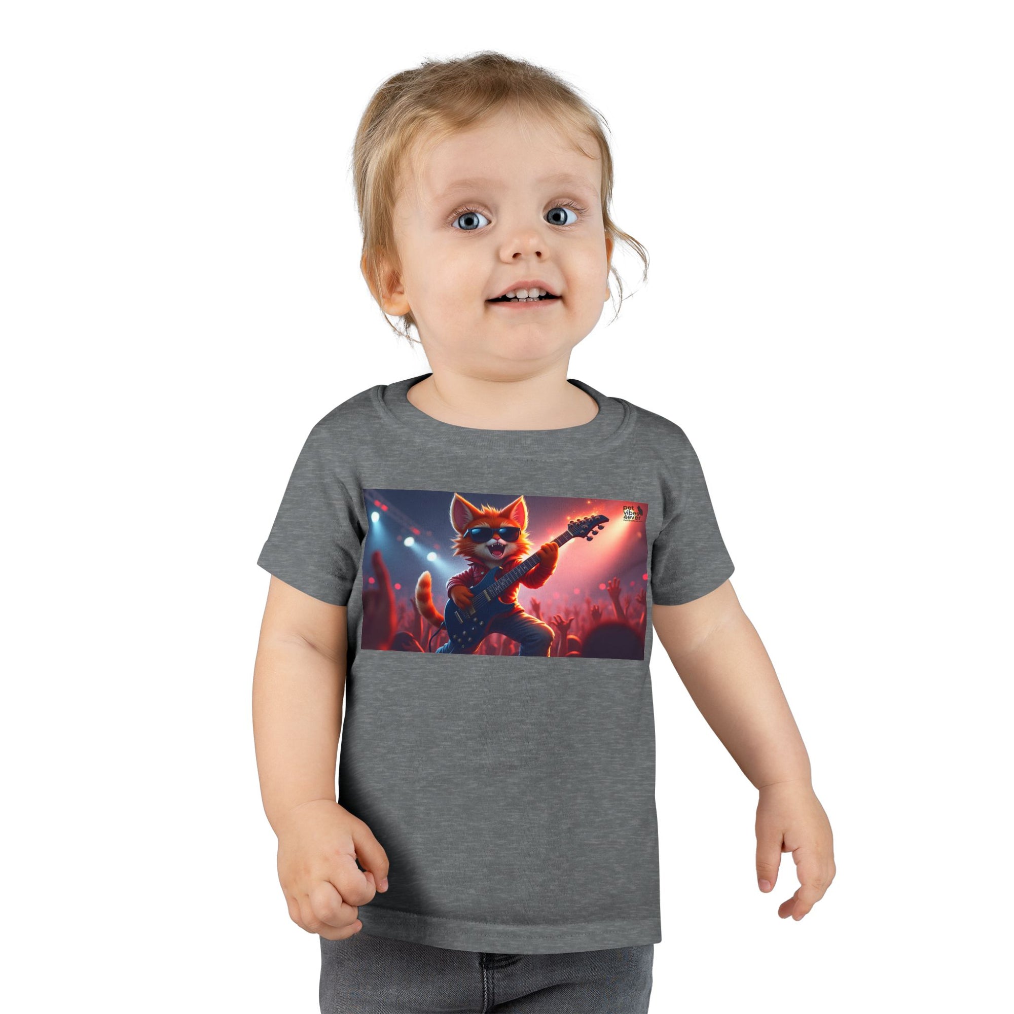 Rockstar Cat Toddler T-Shirt, Cute Graphic Tee for Kids, Birthday Gift, Music Theme Apparel, Fun Kids Outfit, Playful Toddler Top