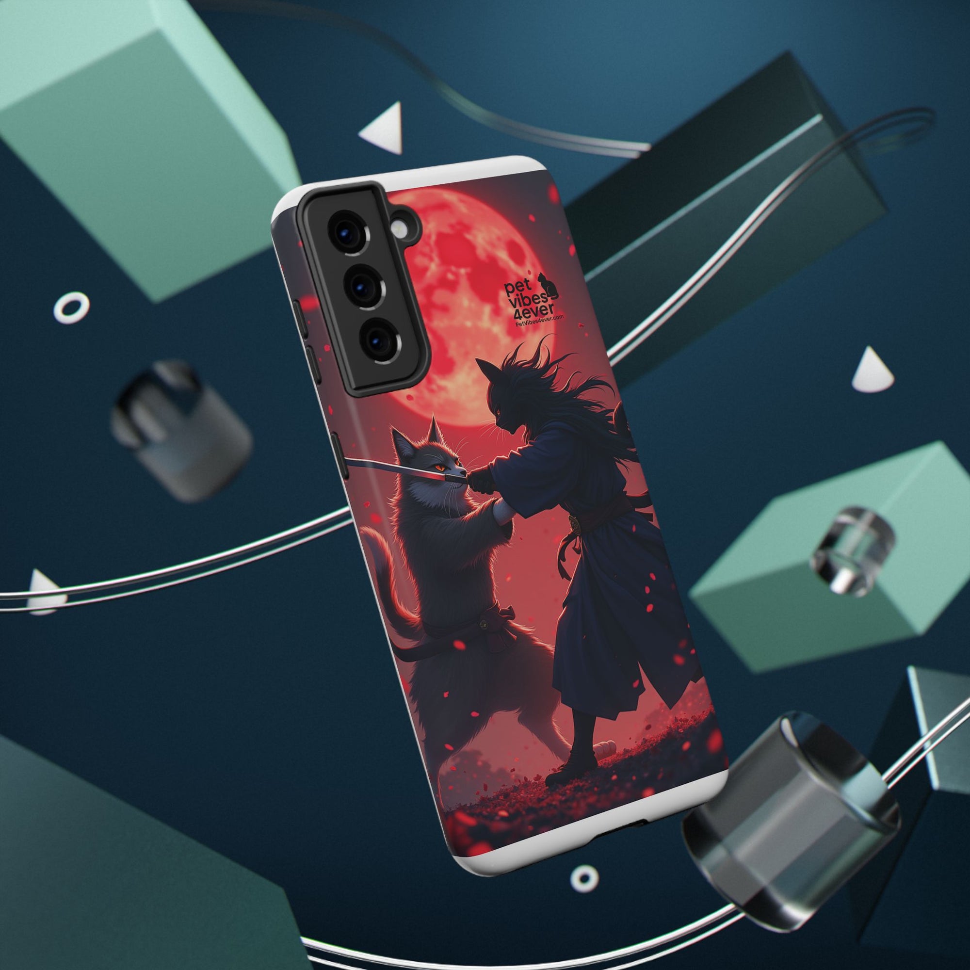 Samurai Cat Phone Case – Impact-Resistant, Pet Lovers, Cool Tech Accessories, Anime Aesthetic, Unique Gifts