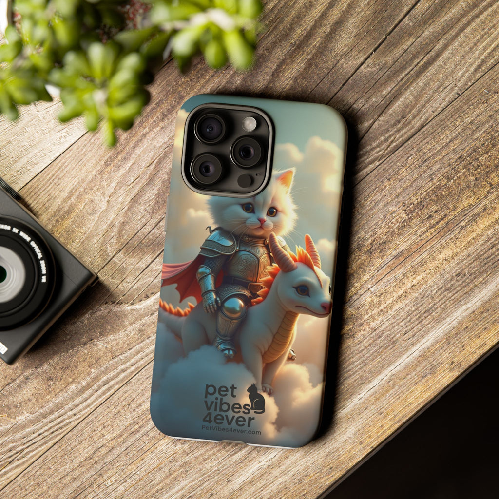 Pet Vibes Phone Case, Cute Cat and Dragon Design, Tough Phone Cover, Gift for Animal Lovers, Unique Pet Themed Accessory