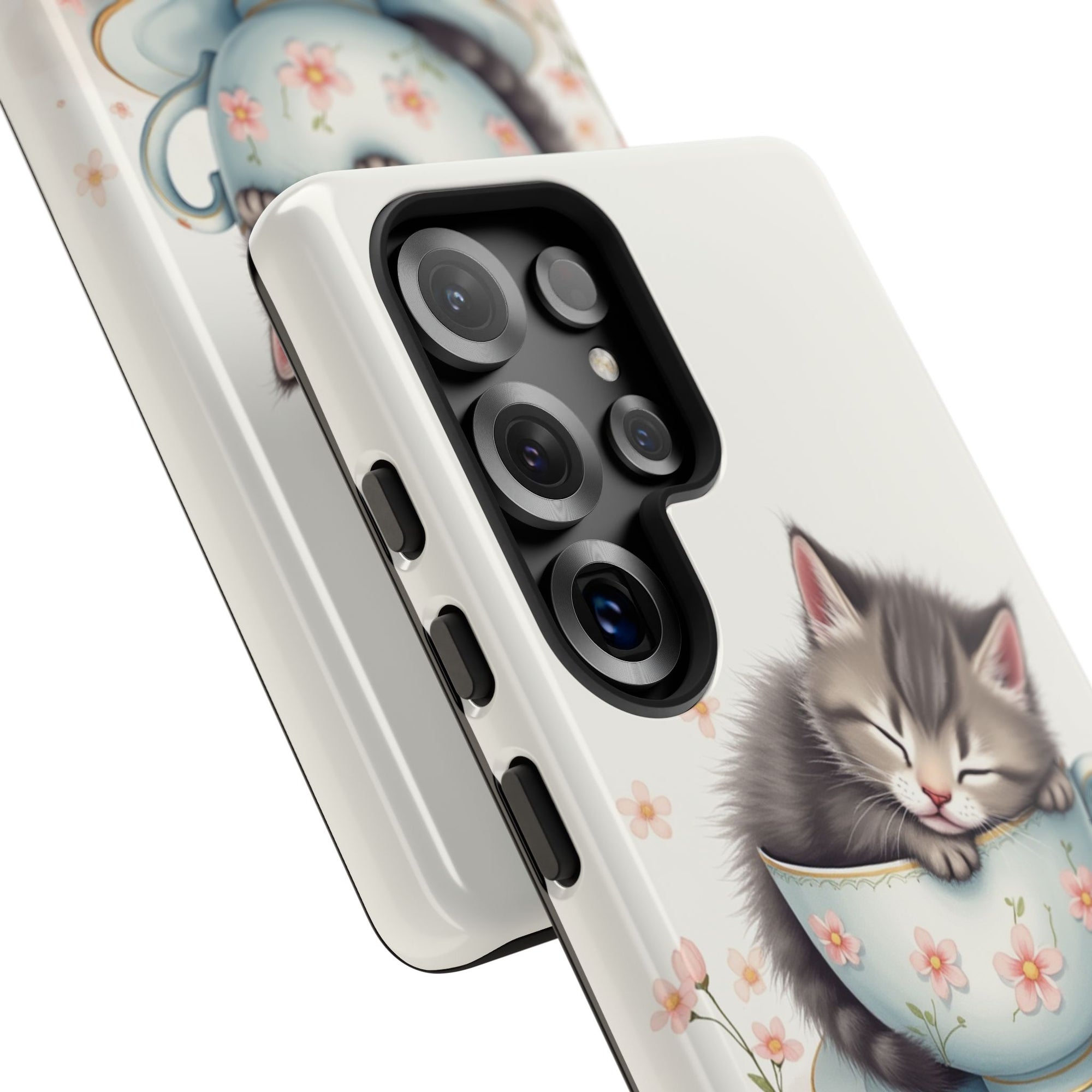 Cute Cat Phone Case, Pet Lover Gift, Soft Kitty Design, Floral Tech Accessory, Unique Animal Case, iPhone Cover, Birthday Present