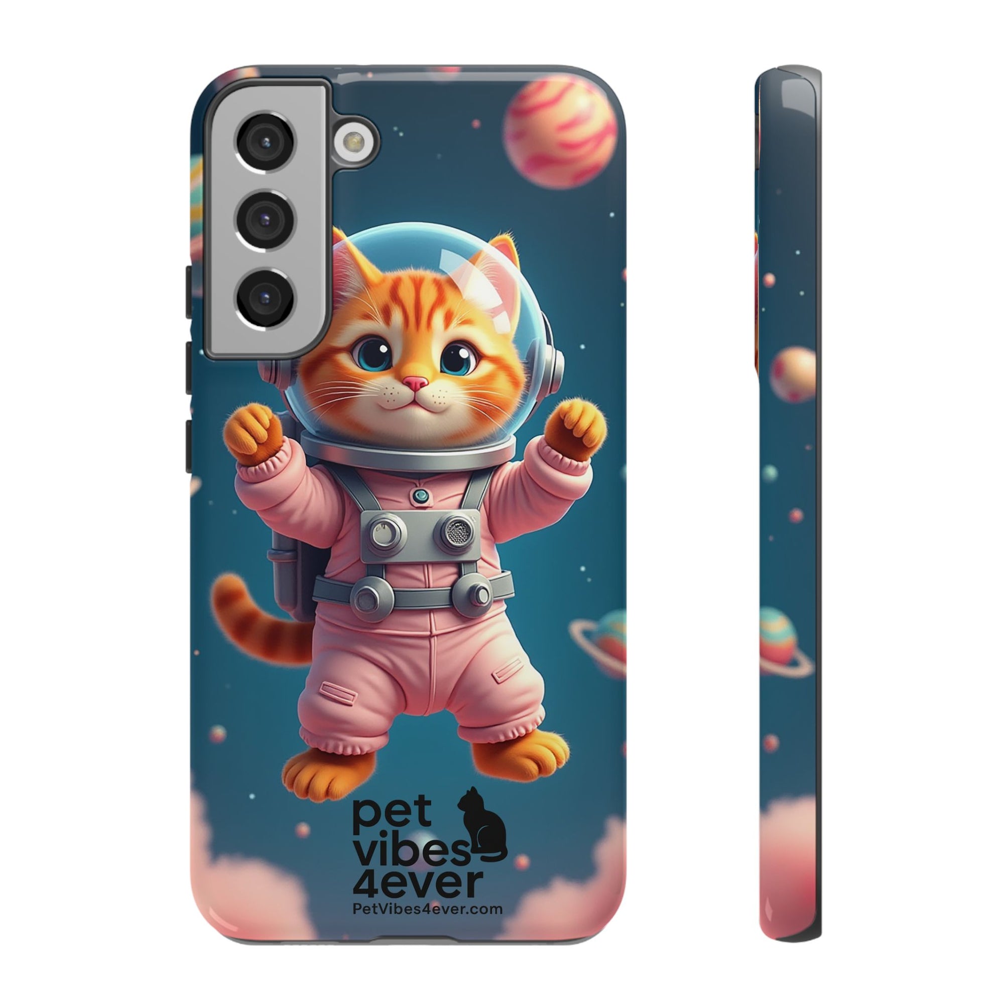 Cute Cat Phone Case, Astronaut Cat Case, Pet Lover Gift, Space Theme Accessories, Galaxy Cat Phone Cover