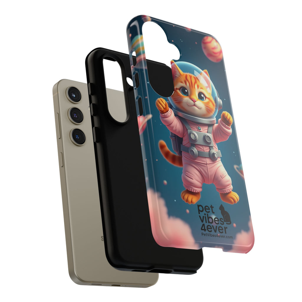 Cute Cat Phone Case, Astronaut Cat Case, Pet Lover Gift, Space Theme Accessories, Galaxy Cat Phone Cover