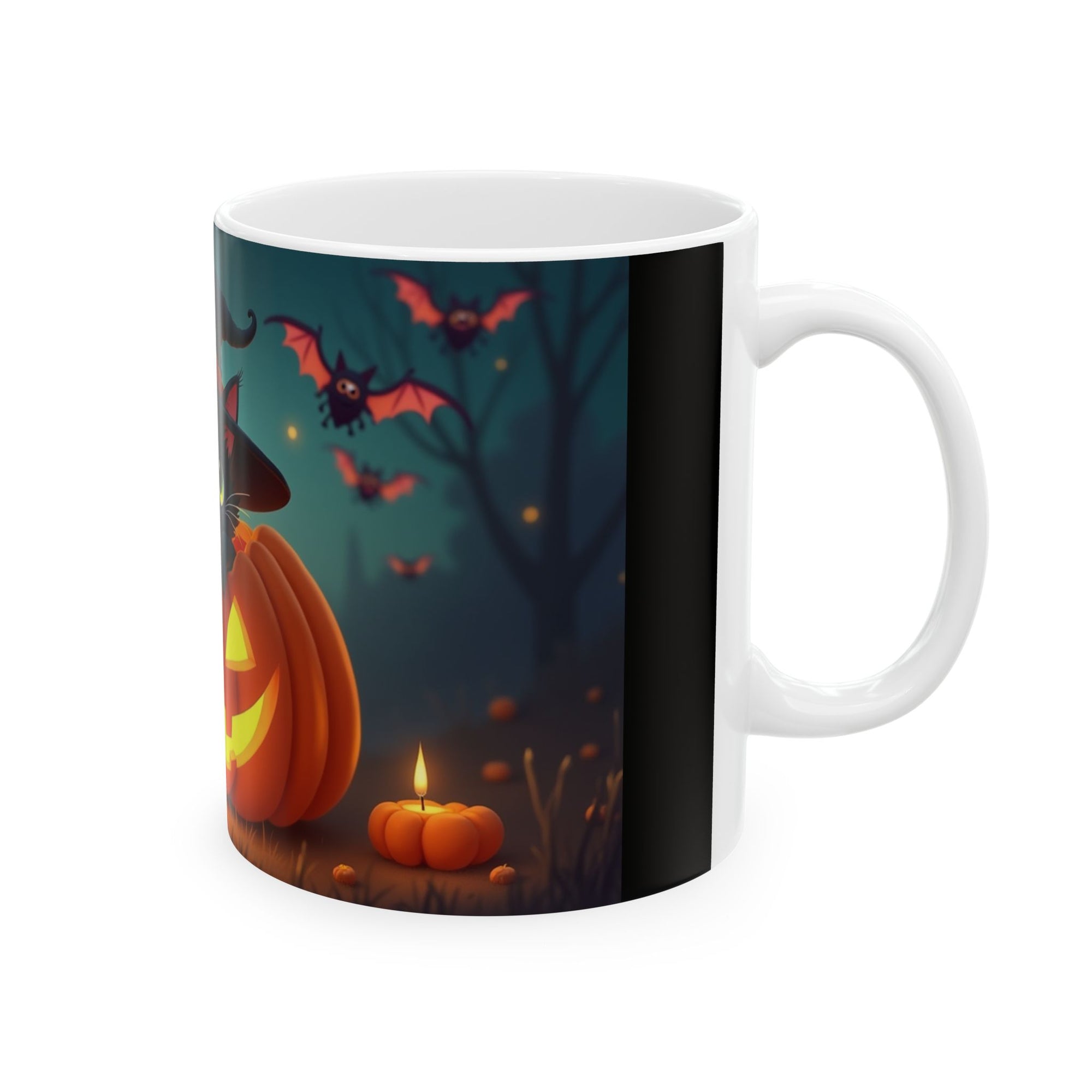 Halloween Cat Ceramic Mug, Cute Black Cat Mug, Pumpkin Mug, Seasonal Drinkware, Halloween Gift, Cozy Fall Decor