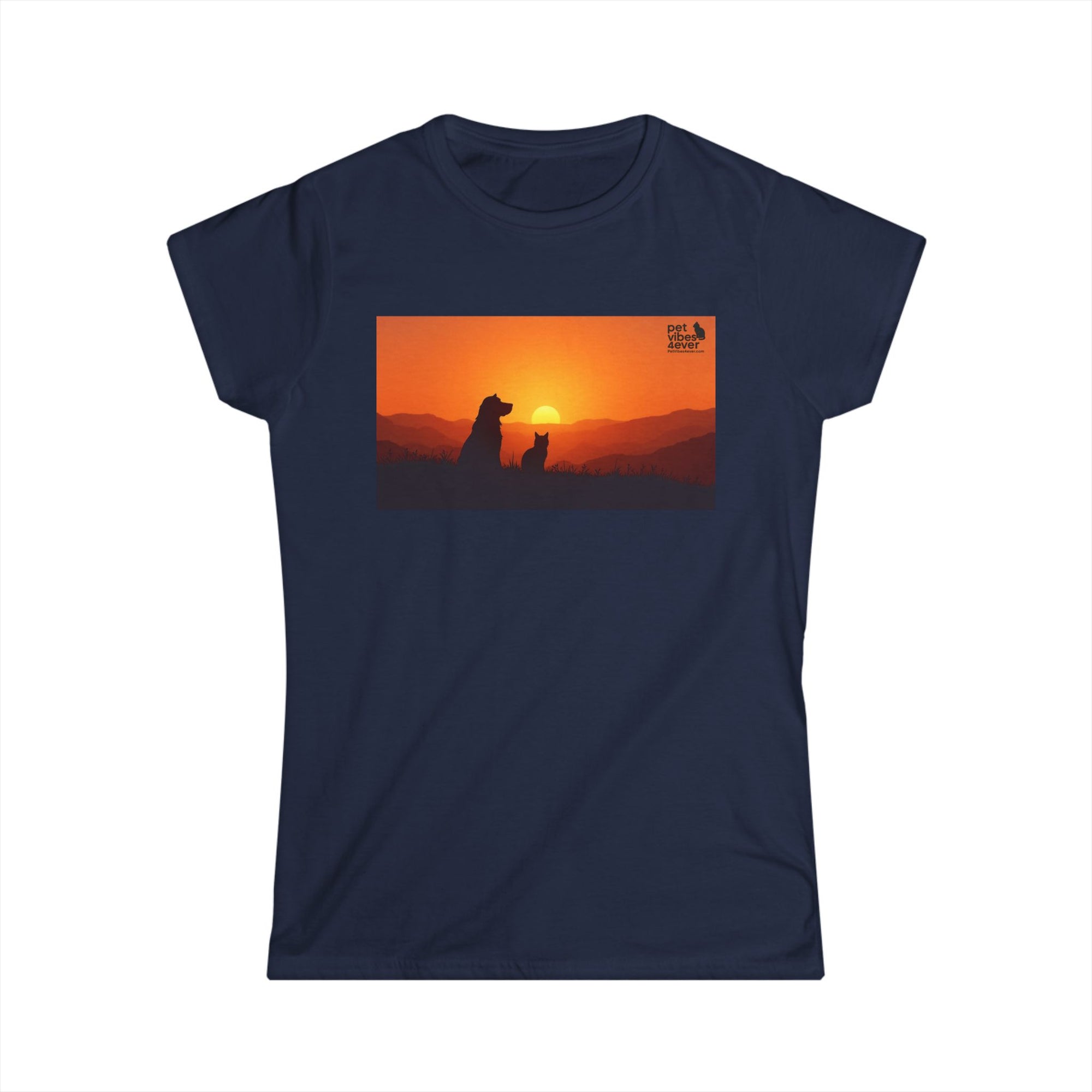 Women's Sunset Dog Lovers Tee, Cute Pet Lover Shirt, Animal Lover Gift, Casual Wear, Summer Top, Dog Mom Apparel