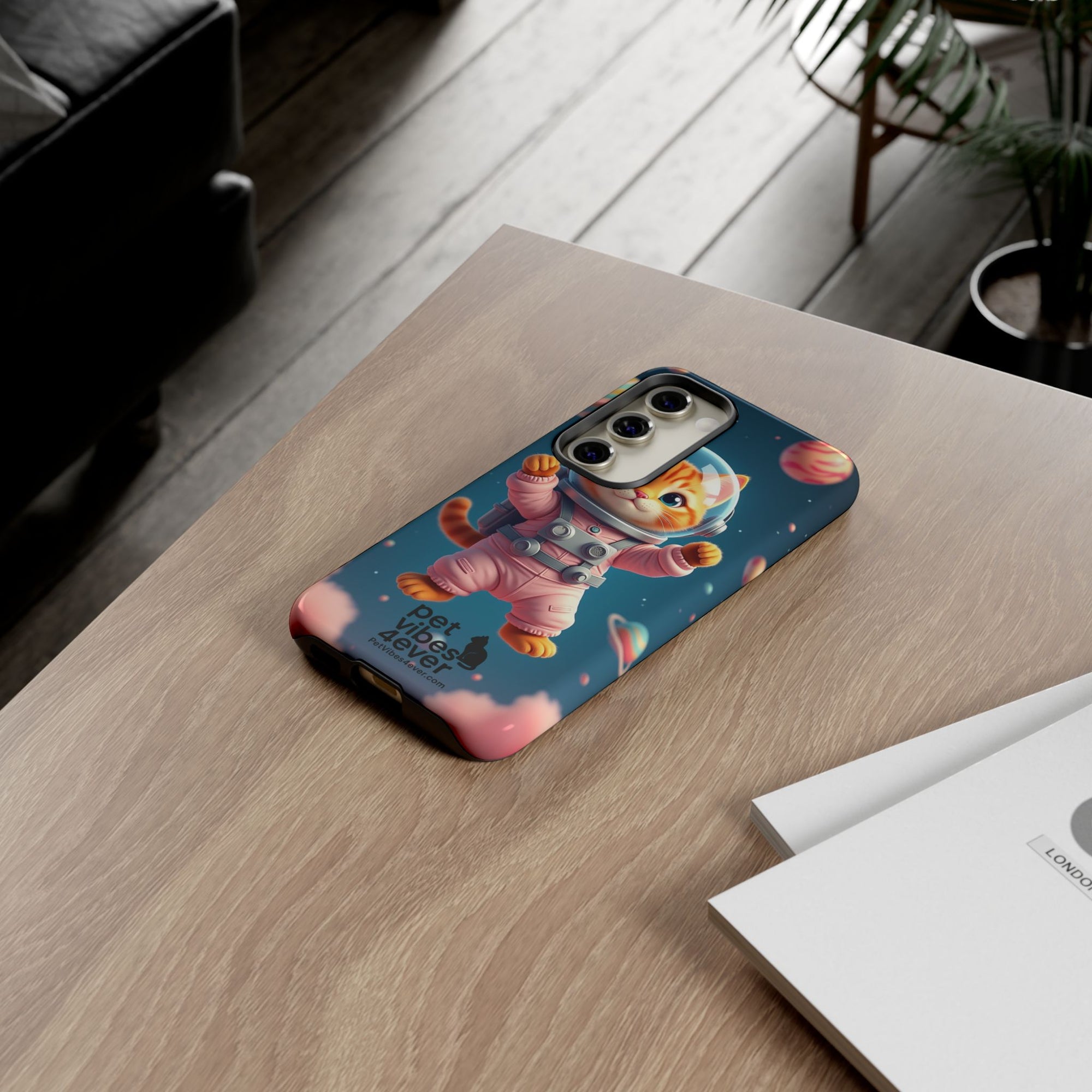Cute Cat Phone Case, Astronaut Cat Case, Pet Lover Gift, Space Theme Accessories, Galaxy Cat Phone Cover