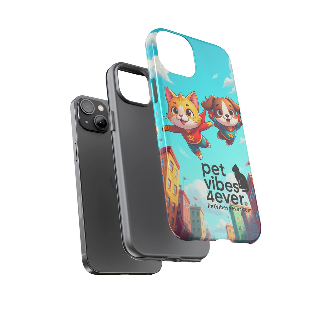 Pet Vibes Phone Case - Playful Cat and Dog Design, Animal Lover Gift, Cute Pet Accessory, Colorful Phone Cover, Fun Pet Gifts