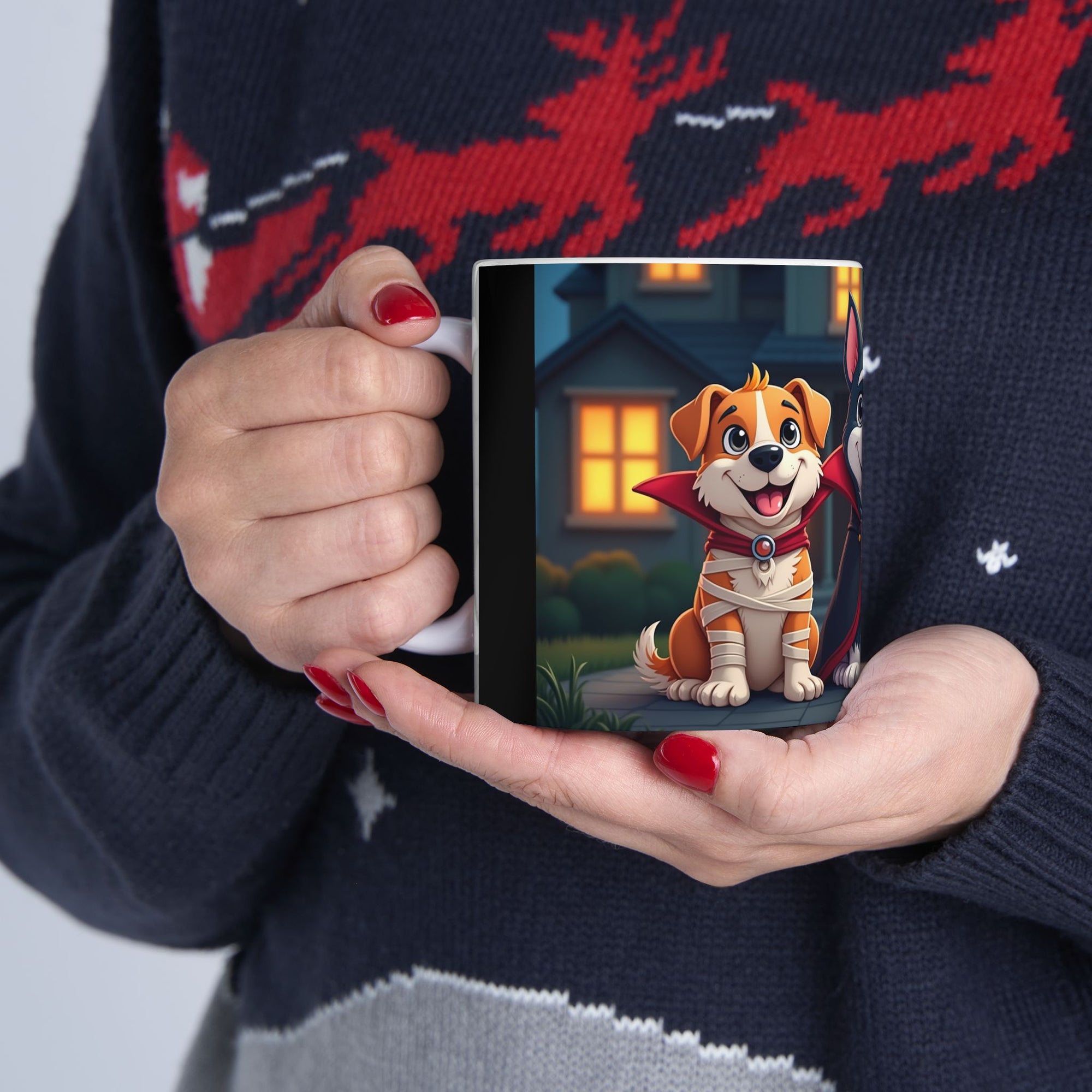 Halloween Dog Lover's Ceramic Mug, Cute Pup Design, 11oz, 15oz, Perfect for Gifts, Home Decor, Pet Lovers, Coffee, Hot Chocolate