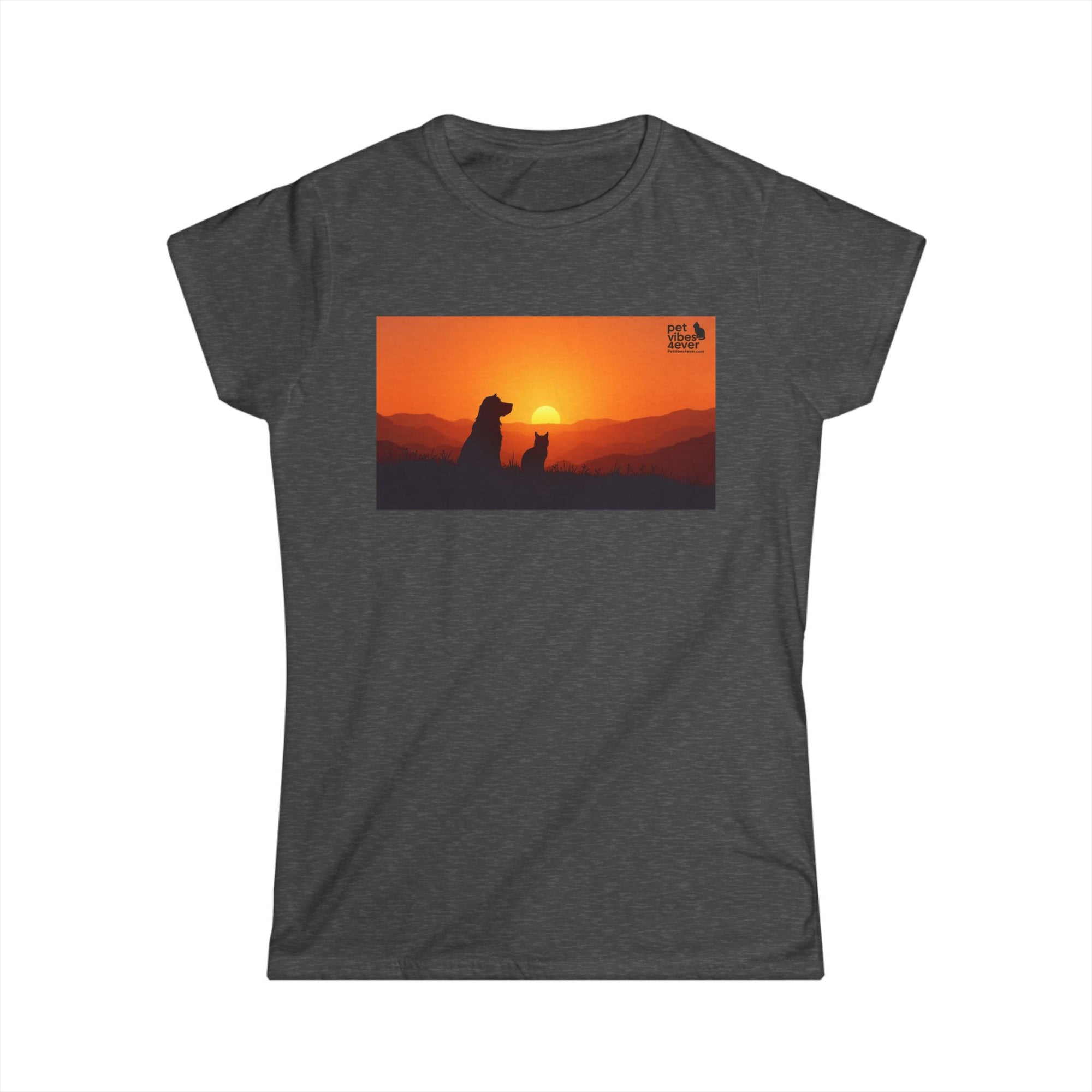 Women's Sunset Dog Lovers Tee, Cute Pet Lover Shirt, Animal Lover Gift, Casual Wear, Summer Top, Dog Mom Apparel