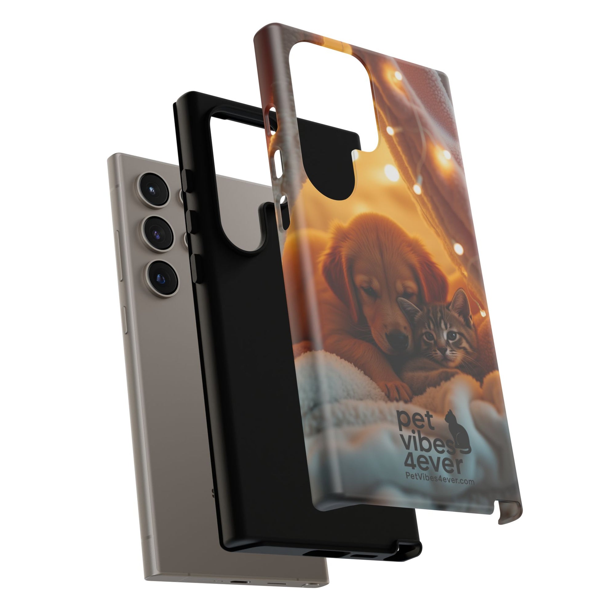 Pet Vibes Phone Case - Cute Dog & Cat Design, Animal Lover Gift, Customizable Pet Phone Cover, Collage Print Case for Kids