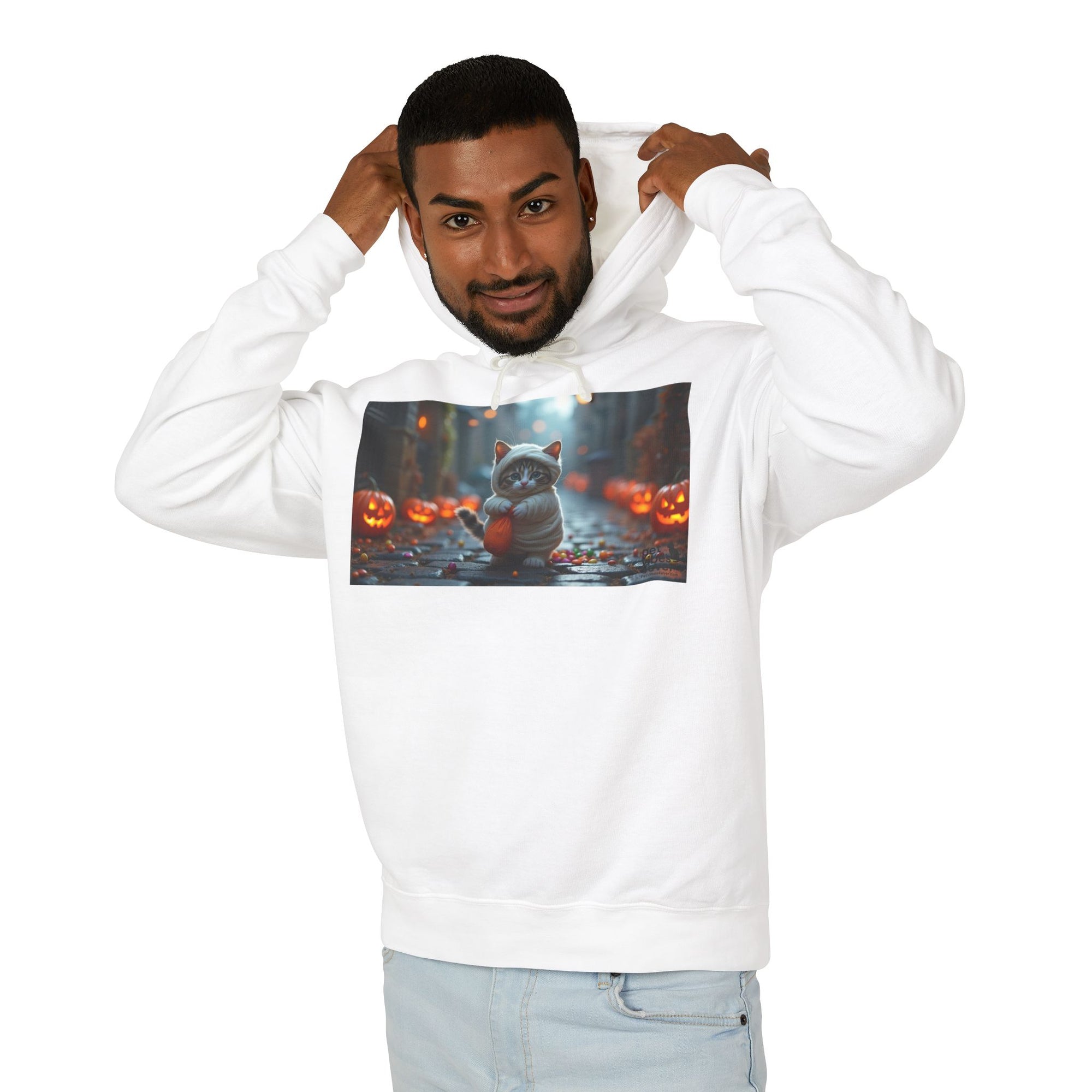 Halloween Cat Unisex Hoodie, Cozy Sweatshirt for Fall, Cute Pumpkin Design, Gift for Cat Lovers, Perfect for Halloween