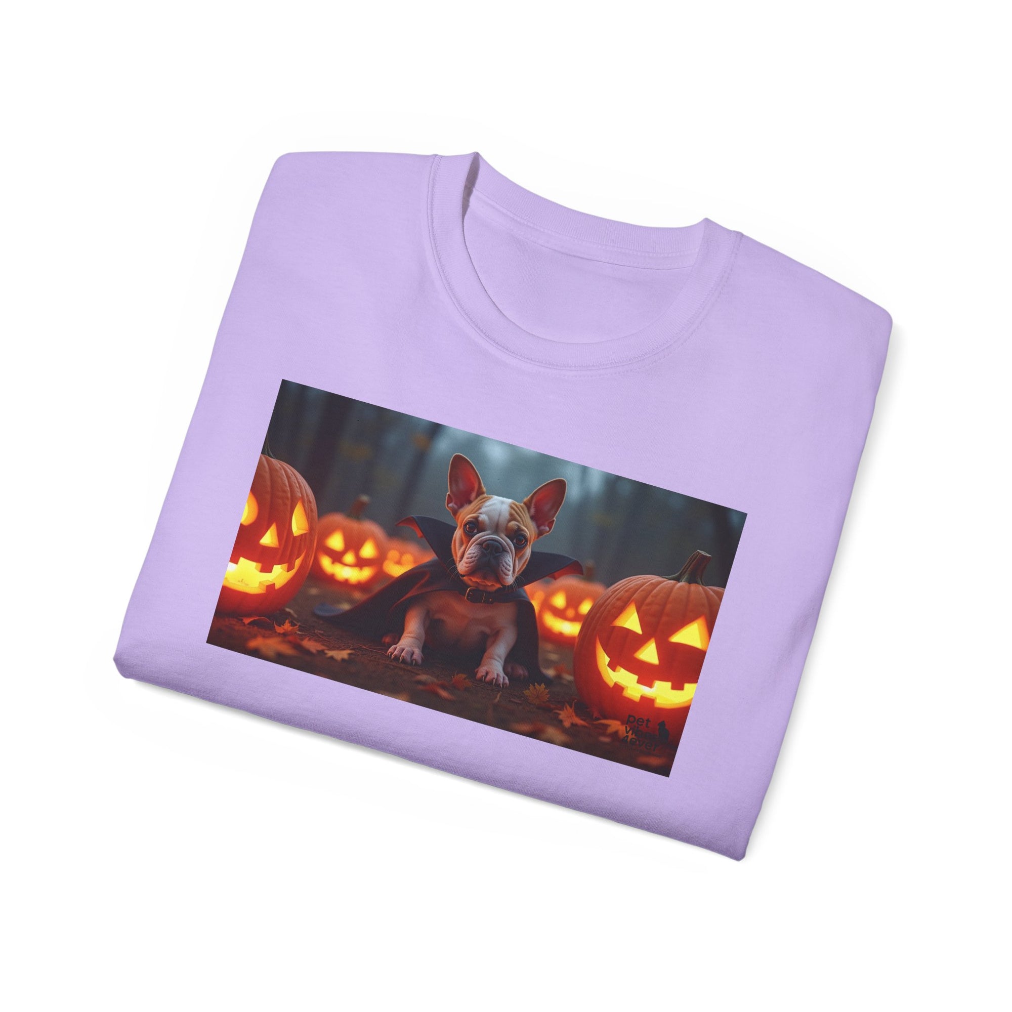 Halloween Dog Graphic Tee, Pumpkin Shirt, Fall Apparel, Casual Wear for Pet Lovers, Unisex Halloween T-Shirt