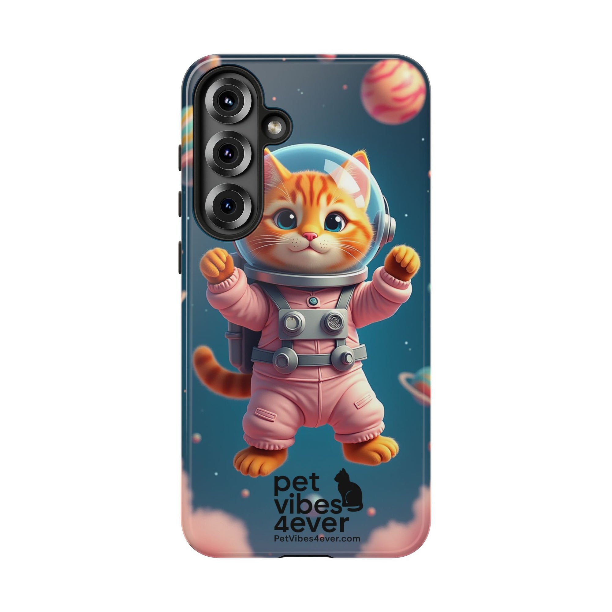 Cute Cat Phone Case, Astronaut Cat Case, Pet Lover Gift, Space Theme Accessories, Galaxy Cat Phone Cover