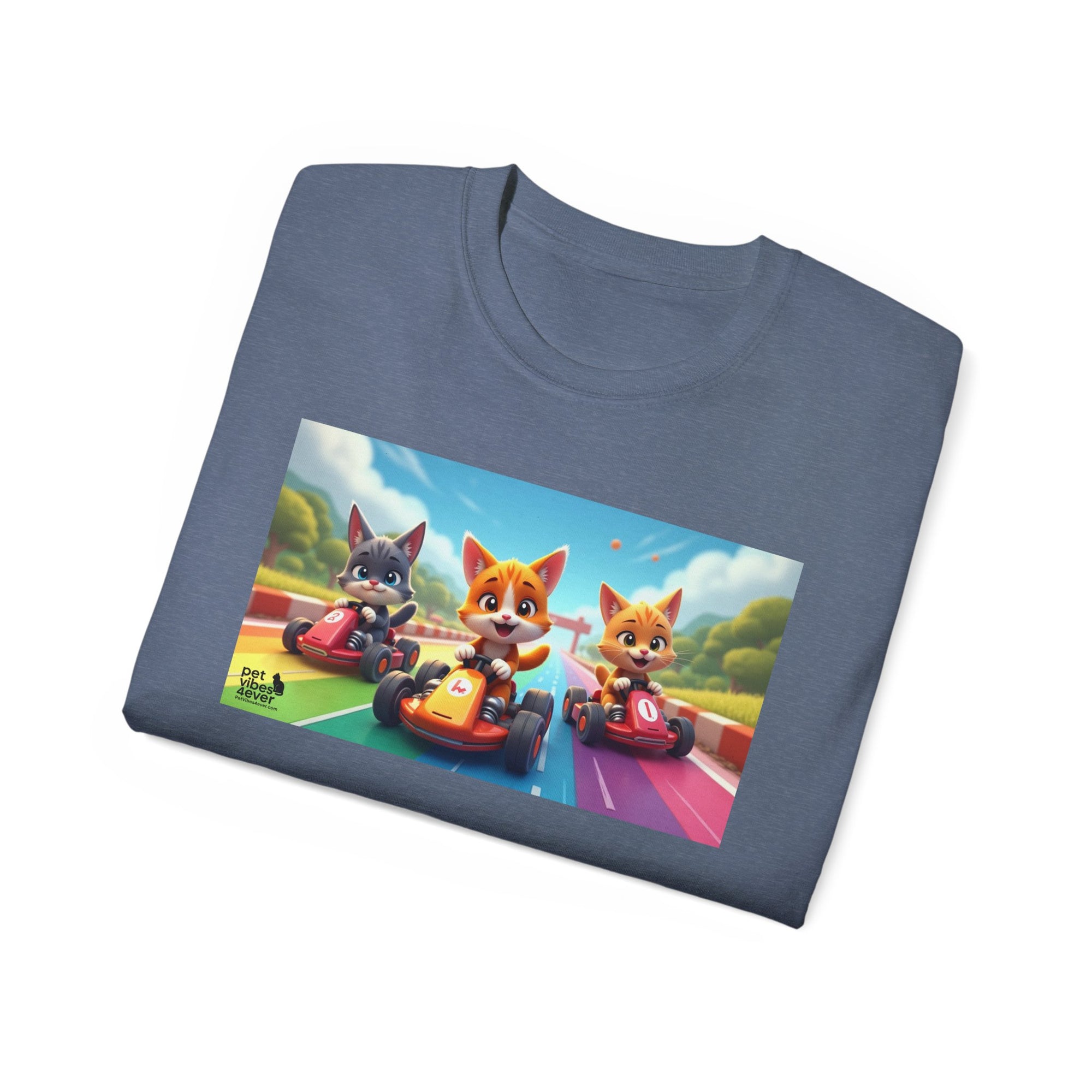 Cartoon Racing Friends Unisex Tee, Fun Gift for Gamers, Kid-Approved Style, Birthday Present, Family Game Night Apparel
