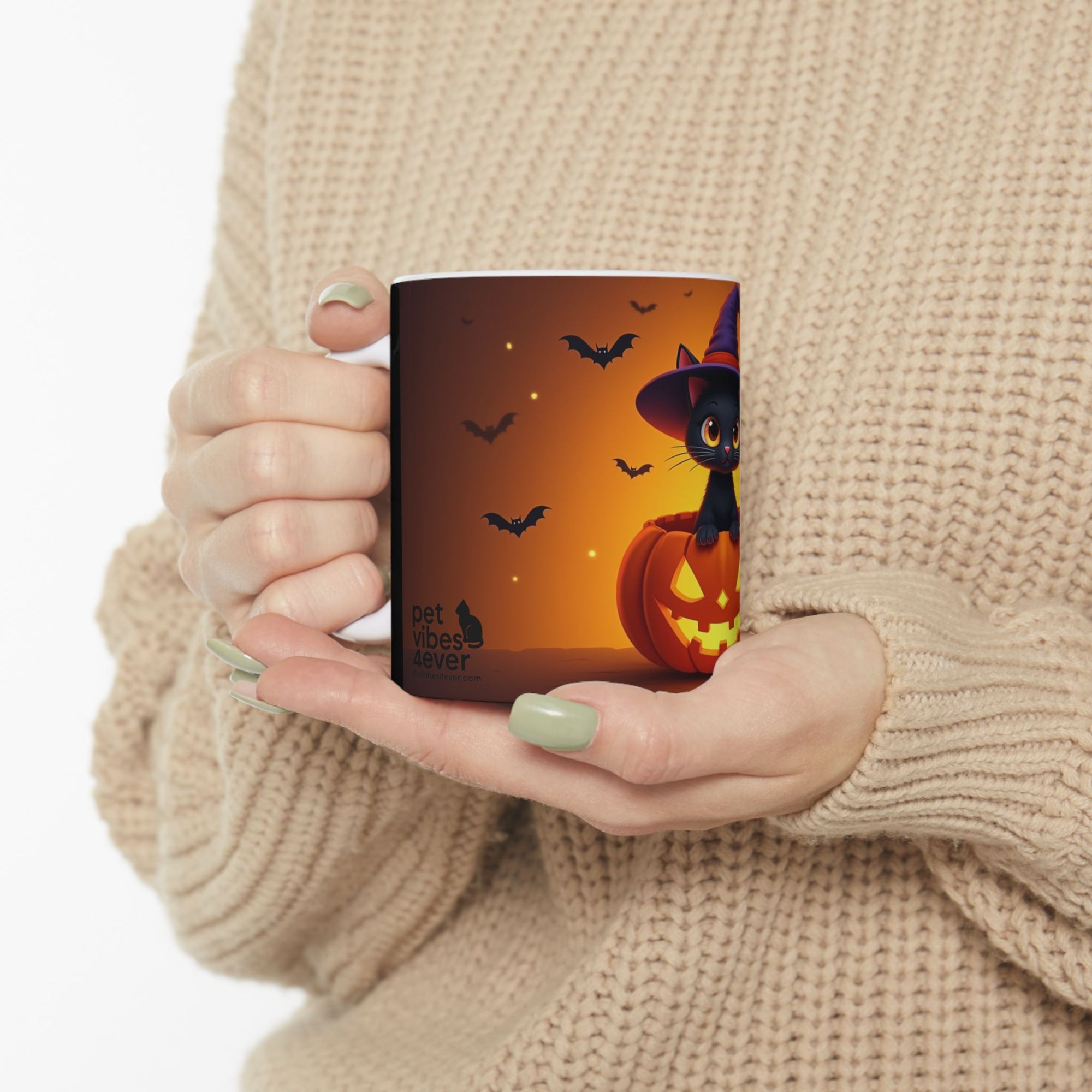 Halloween Cat Mug - Black Cat Pumpkin Coffee Cup, Trick-or-Treat Mug, Fall Home Decor, Spooky Gift, Cat Lover's Kitchen