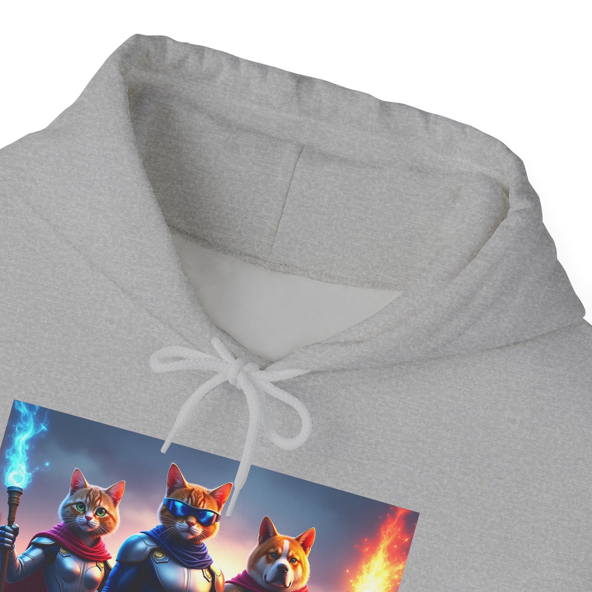 Epic Feline Warriors Hoodie | Unisex Heavy Blend™ Hooded Sweatshirt | Cosplay, Gift, Cat Lover, Graphic Tee, Casual Wear