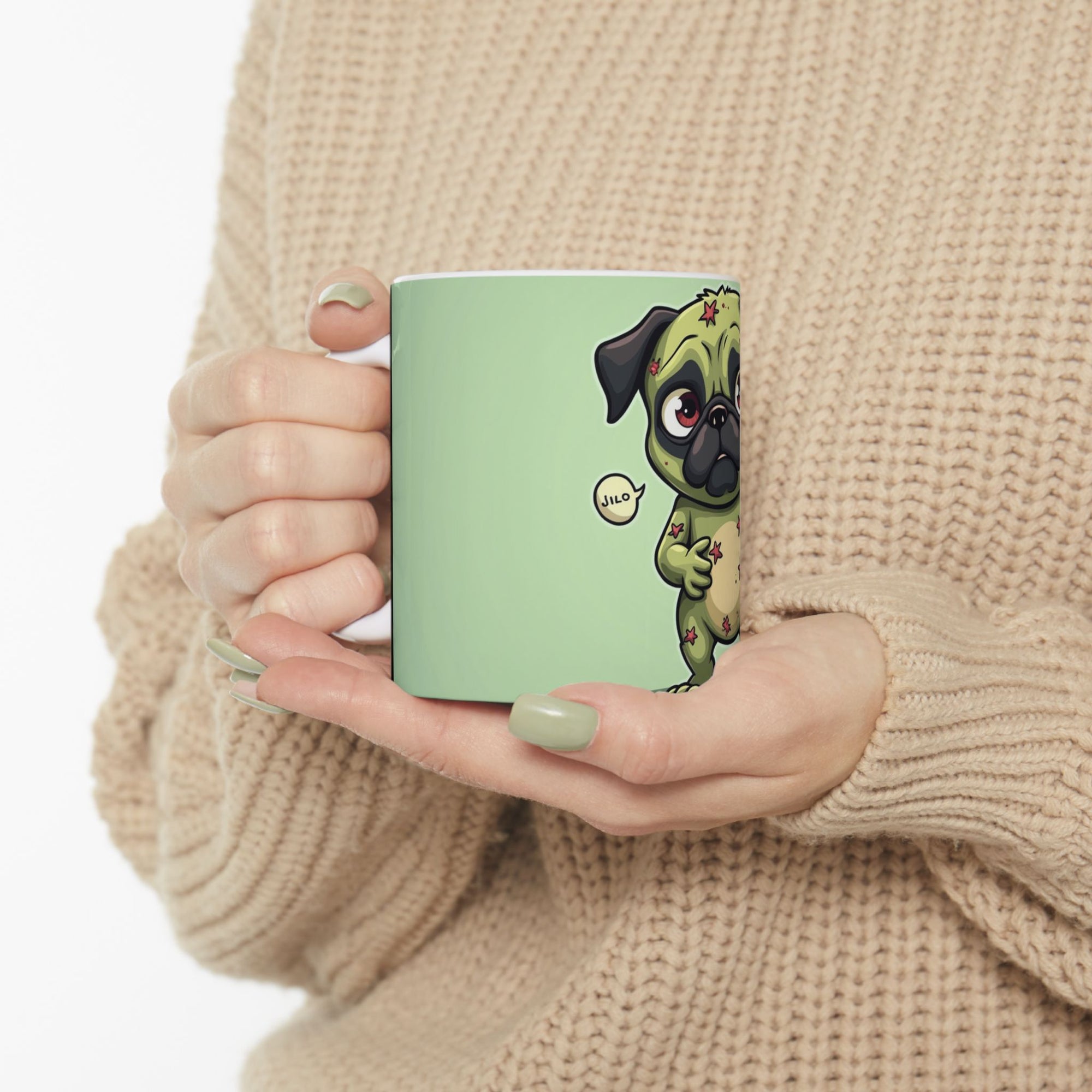 Cute Pug Zombie Mug, Funny Coffee Cup for Pet Lovers, Halloween Gift, Home Decor, Dog Lover's Present