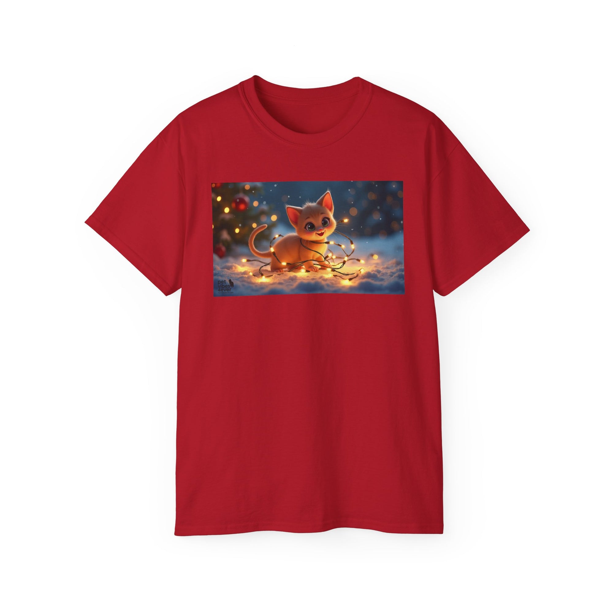 Cute Cat Christmas Tee, Cozy Unisex Cotton Shirt for Cat Lovers, Holiday Gift, Casual Wear, Festive Apparel