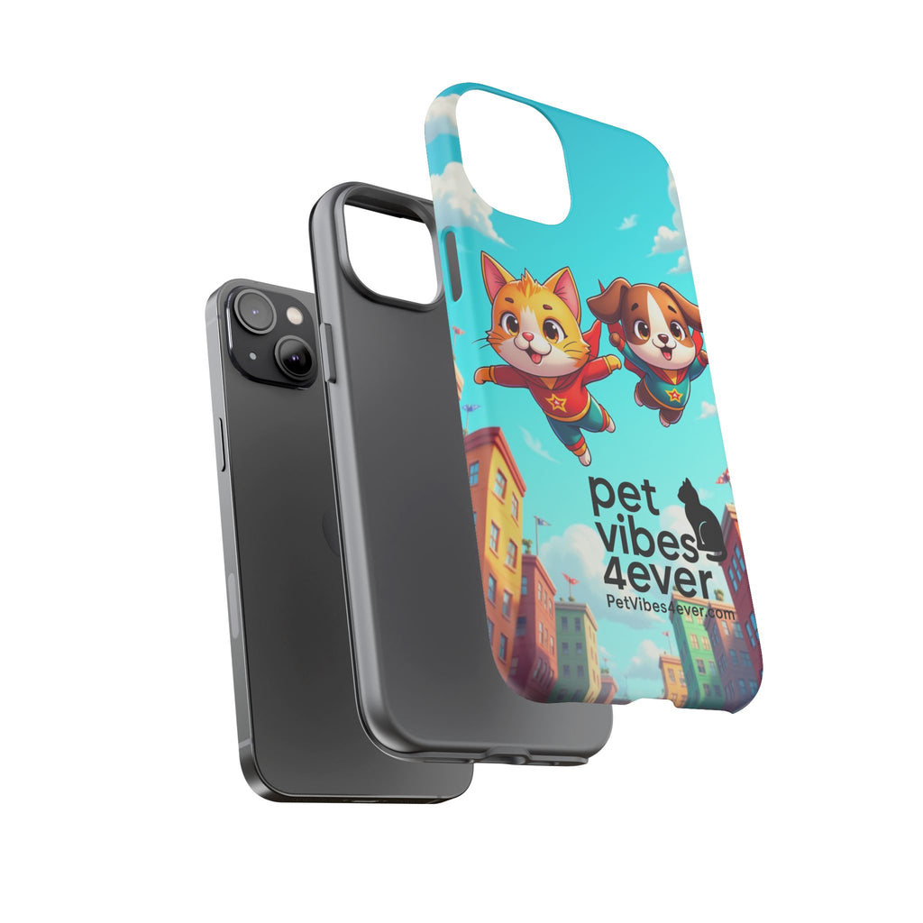 Pet Vibes Phone Case - Playful Cat and Dog Design, Animal Lover Gift, Cute Pet Accessory, Colorful Phone Cover, Fun Pet Gifts
