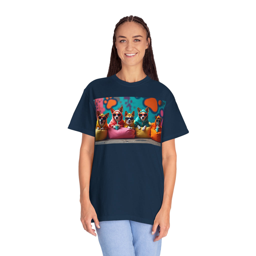 Playful Dog-Themed Unisex Garment-Dyed T-shirt, Pet Lover Gift, Casual Wear, Birthday Party Tee, Colorful Animal Art