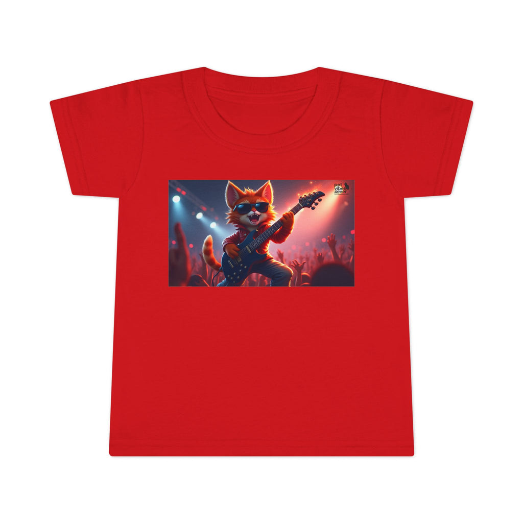 Rockstar Cat Toddler T-Shirt, Cute Graphic Tee for Kids, Birthday Gift, Music Theme Apparel, Fun Kids Outfit, Playful Toddler Top