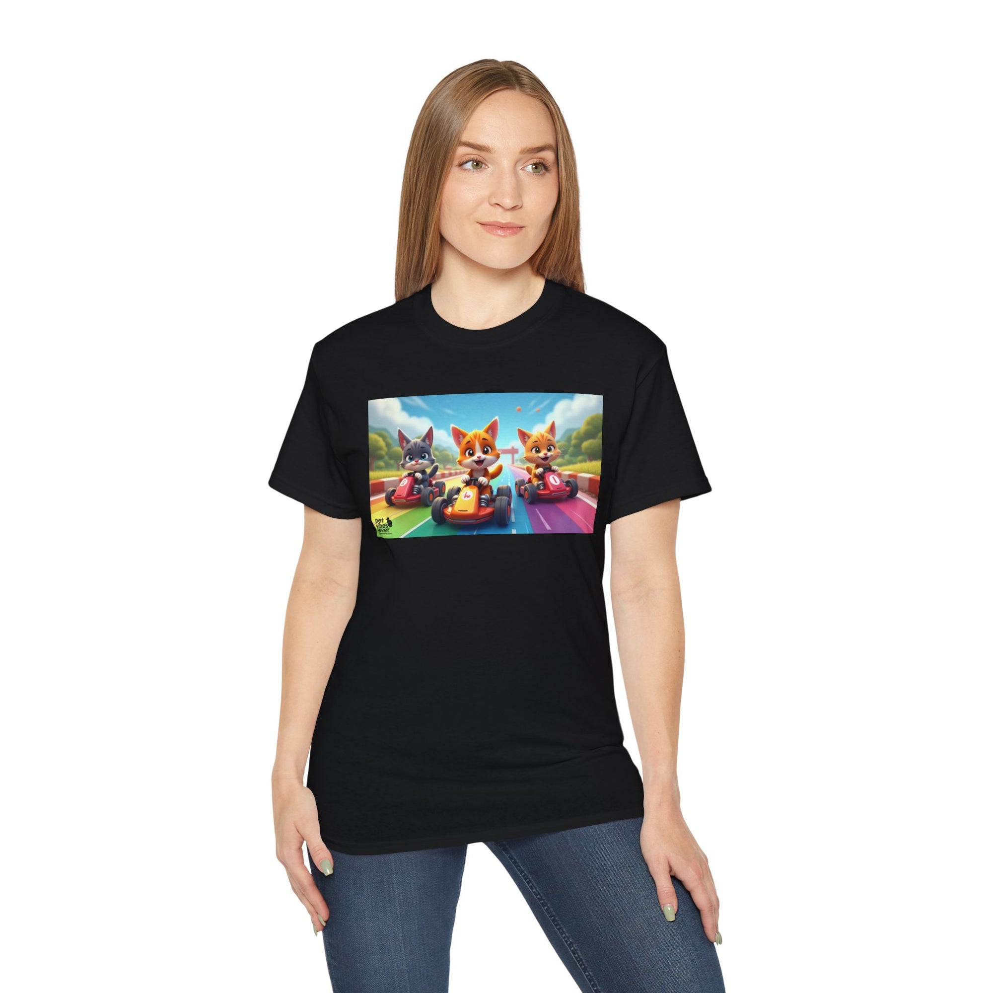 Cartoon Racing Friends Unisex Tee, Fun Gift for Gamers, Kid-Approved Style, Birthday Present, Family Game Night Apparel