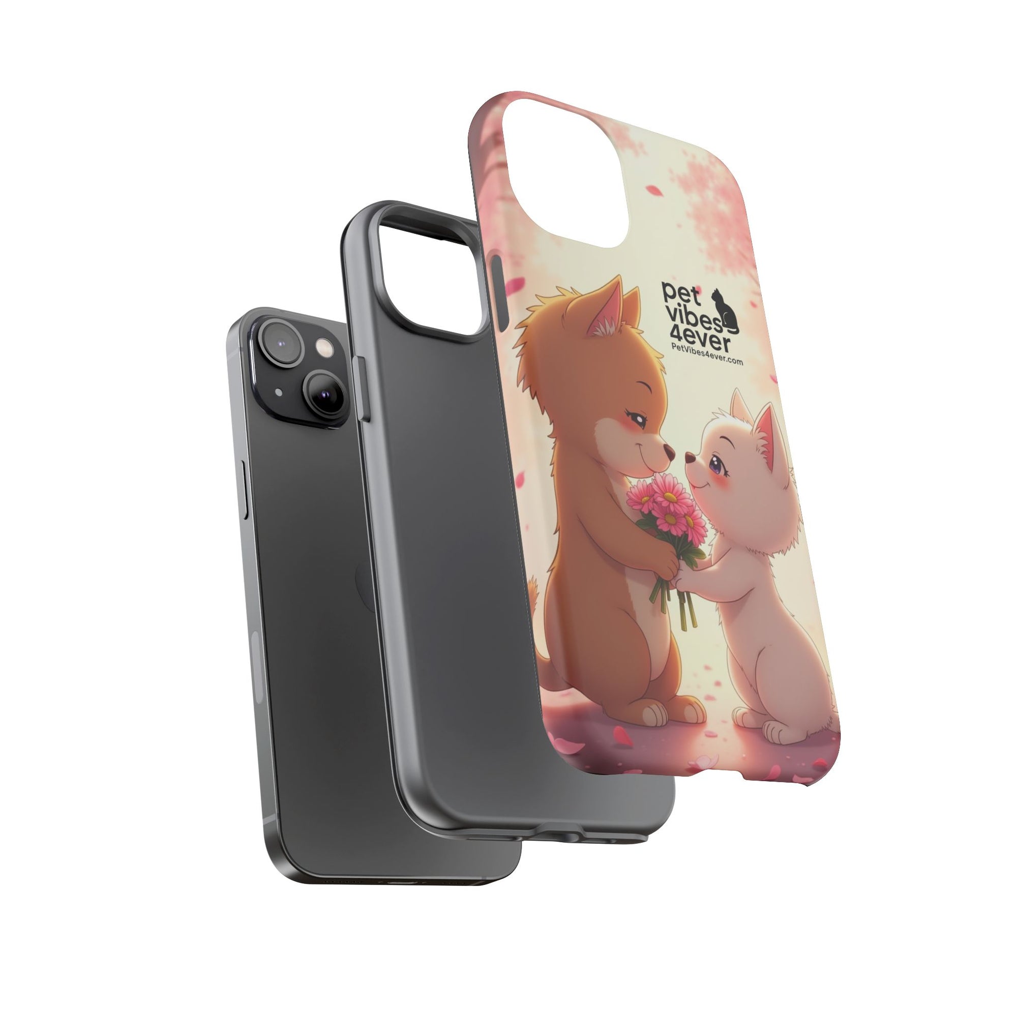 Cute Pet Phone Case, Animal Lovers Gift, Valentine’s Day Present, Custom Phone Cover, Happy Couple Design, Pet Vibes Forever