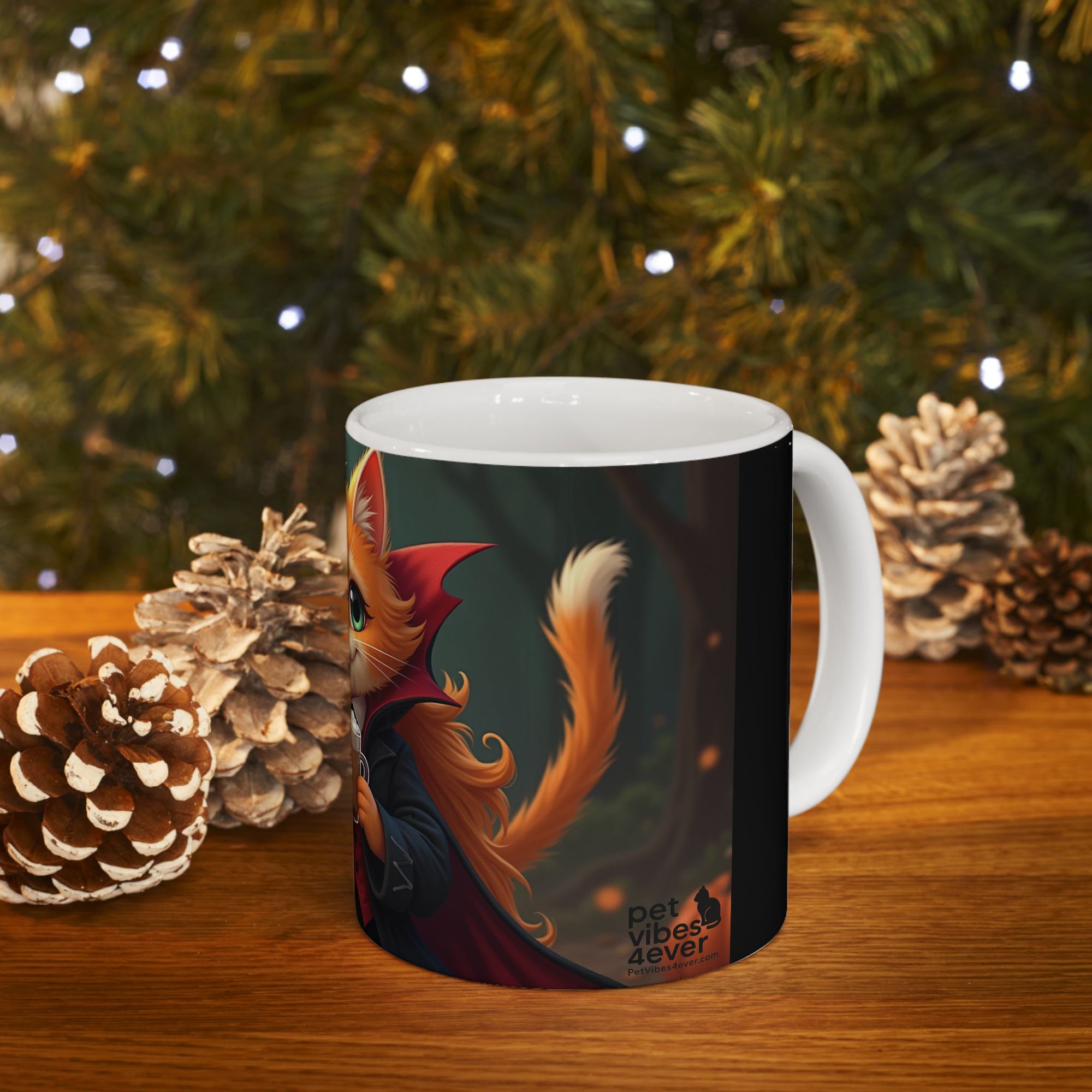 Spooky Cat Ceramic Mug, Halloween Gift, Cute Cat Lover's Mug, Whimsical Coffee Cup, Unique Cat Decor