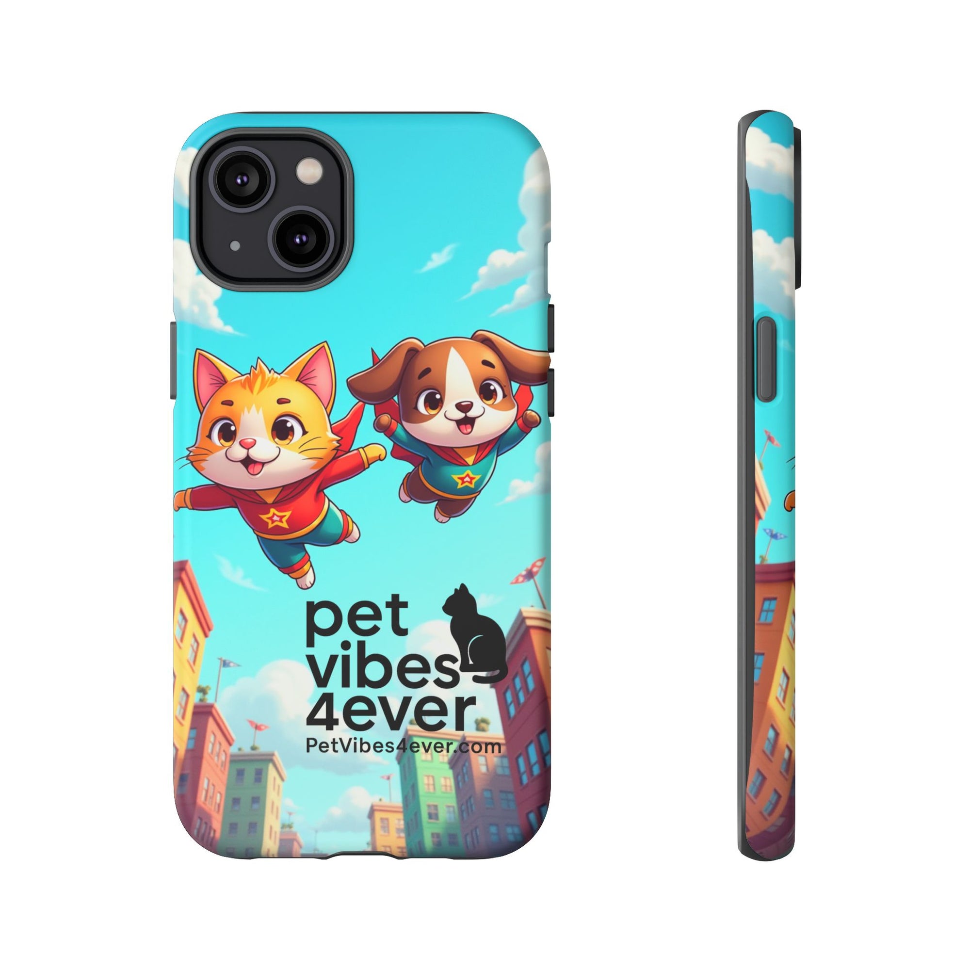 Pet Vibes Phone Case - Playful Cat and Dog Design, Animal Lover Gift, Cute Pet Accessory, Colorful Phone Cover, Fun Pet Gifts
