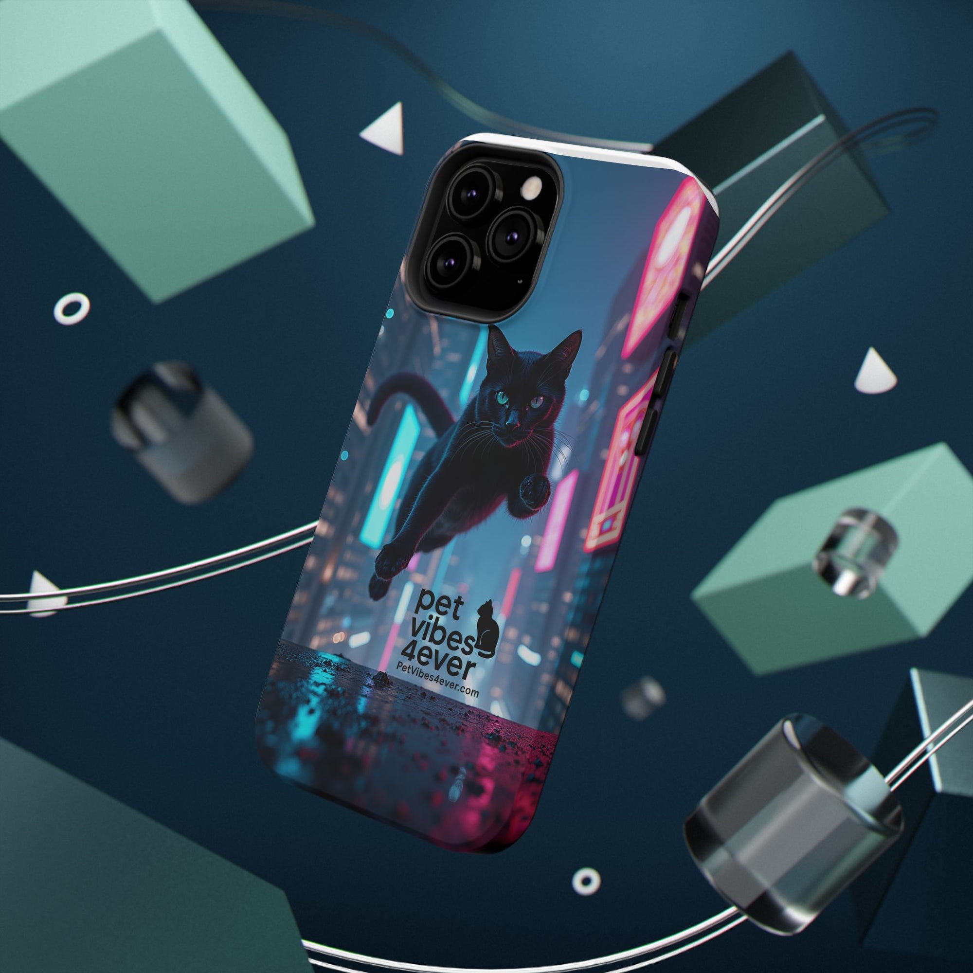 Cat-Themed Phone Case with Pet Vibes Design, Impact-Resistant Phone Case, Gift for Cat Lovers, Cute Pet Merchandise, Stylish Phone Accessory