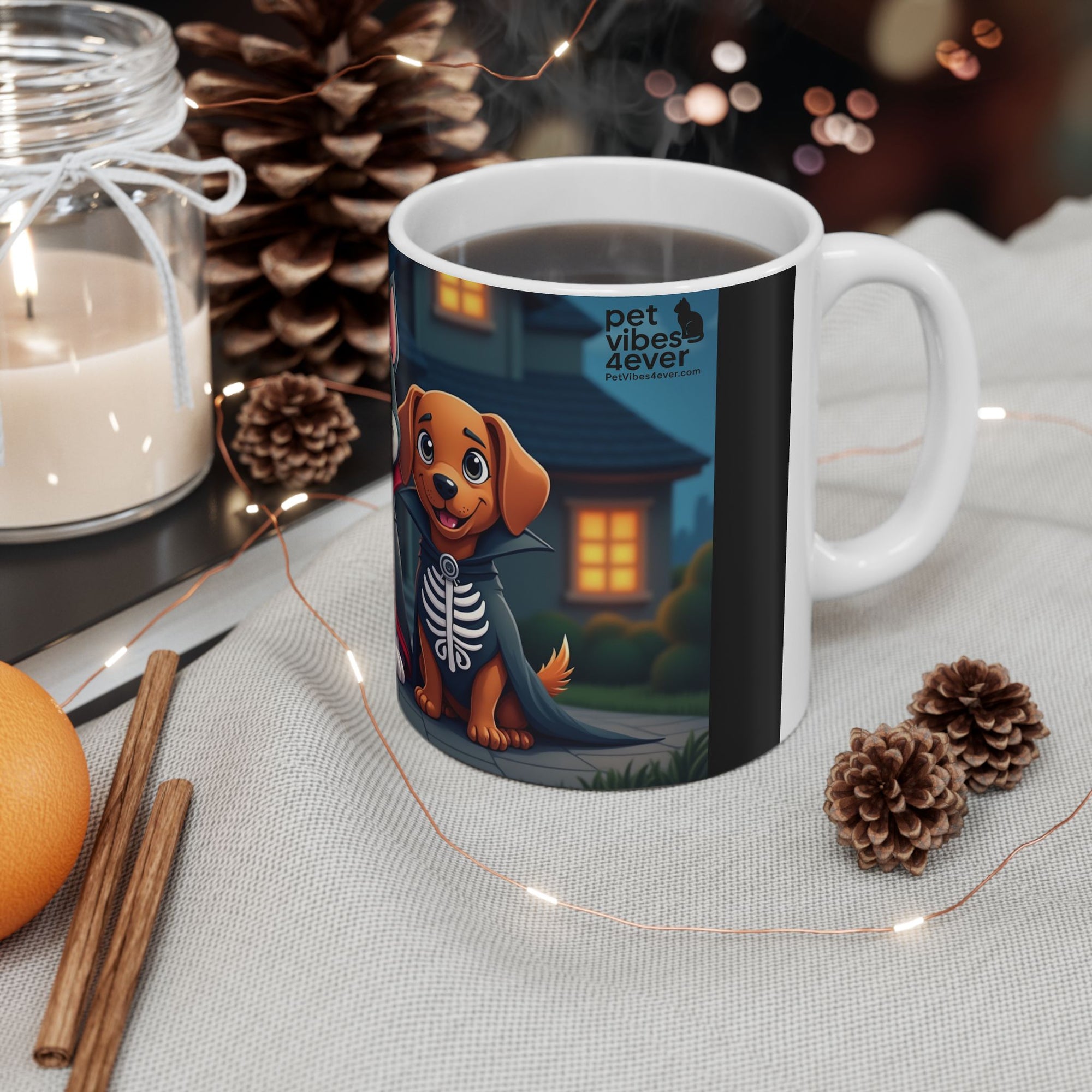 Halloween Dog Lover's Ceramic Mug, Cute Pup Design, 11oz, 15oz, Perfect for Gifts, Home Decor, Pet Lovers, Coffee, Hot Chocolate