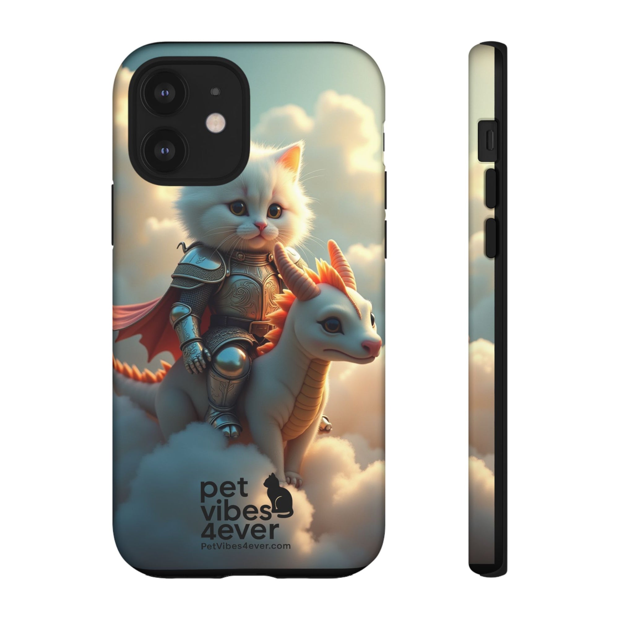 Pet Vibes Phone Case, Cute Cat and Dragon Design, Tough Phone Cover, Gift for Animal Lovers, Unique Pet Themed Accessory
