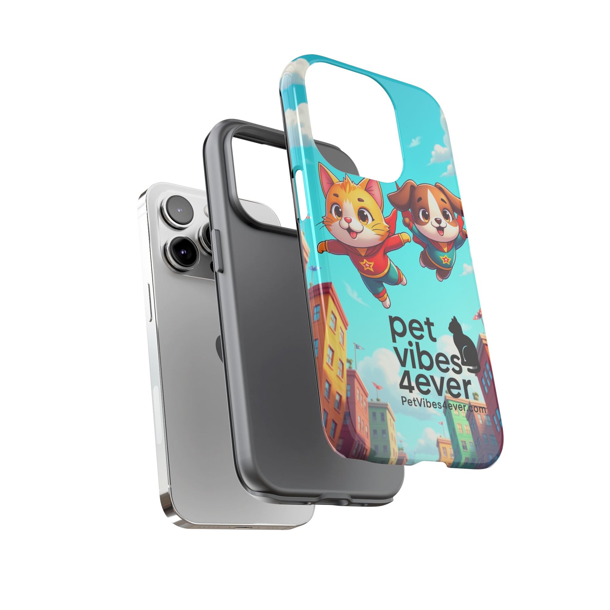 Pet Vibes Phone Case - Playful Cat and Dog Design, Animal Lover Gift, Cute Pet Accessory, Colorful Phone Cover, Fun Pet Gifts