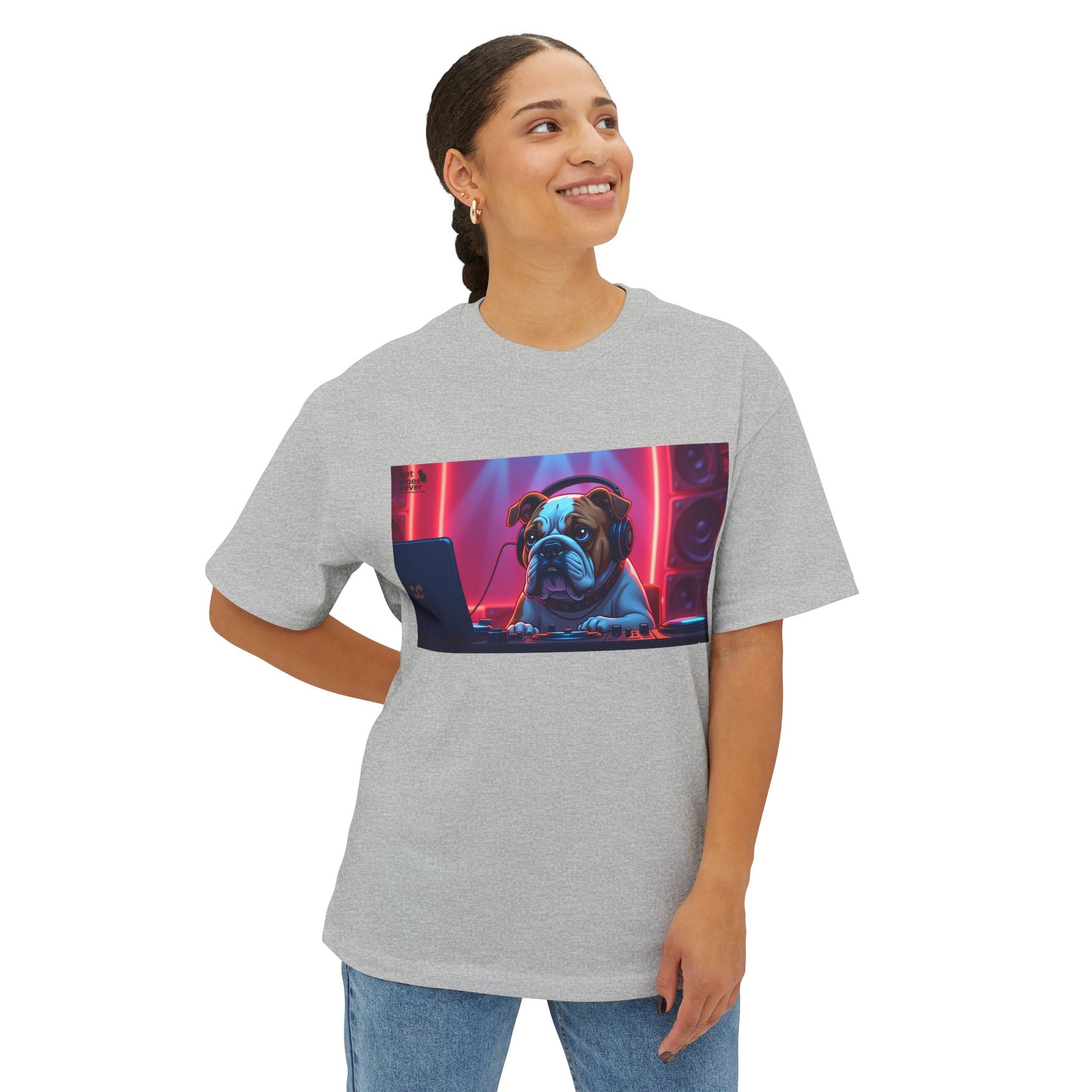 DJ Dog Graphic Tee, Trendy Unisex Oversized T-Shirt, Music Lover Gift, Casual Streetwear, Pet Lover Apparel