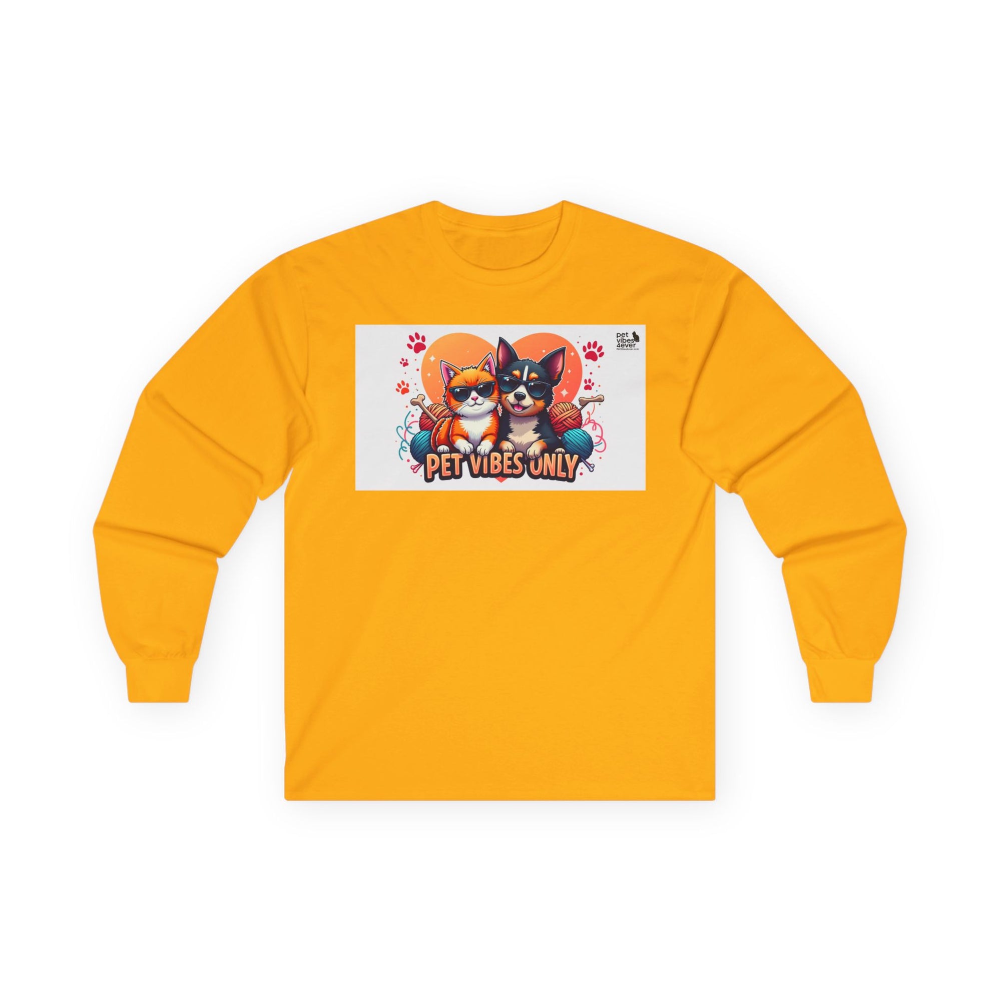 Cute Pet Vibes Long Sleeve Tee, Animal Lover Gift, Cat and Dog Tee, Fun Casual Wear, Perfect for Pet Owners