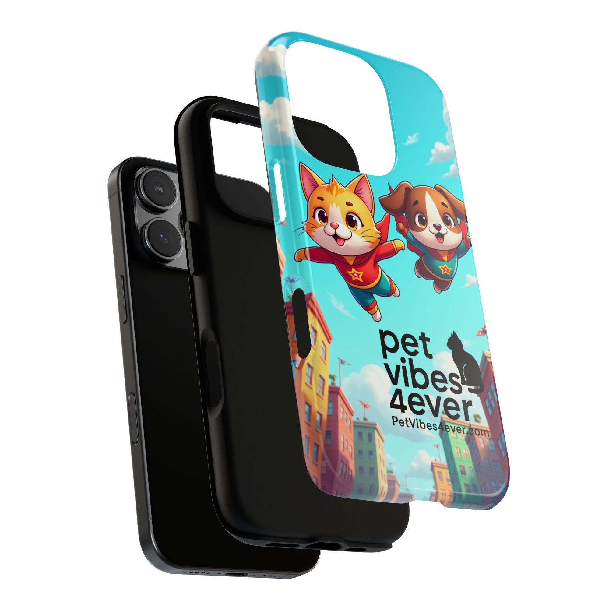 Pet Vibes Phone Case - Playful Cat and Dog Design, Animal Lover Gift, Cute Pet Accessory, Colorful Phone Cover, Fun Pet Gifts