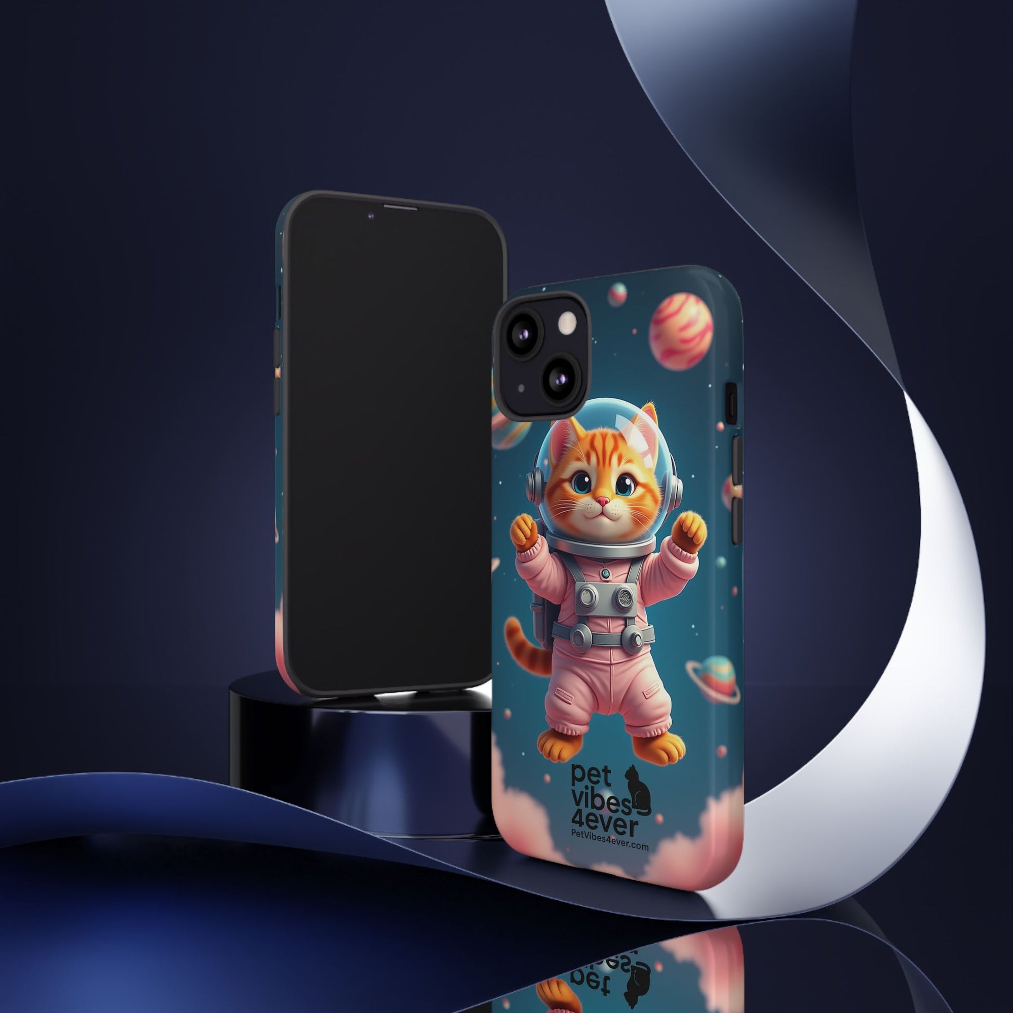 Cute Cat Phone Case, Cat Lovers Gift, Astrological Accessories, Fun Tech Gear, Space Theme Phone Cover