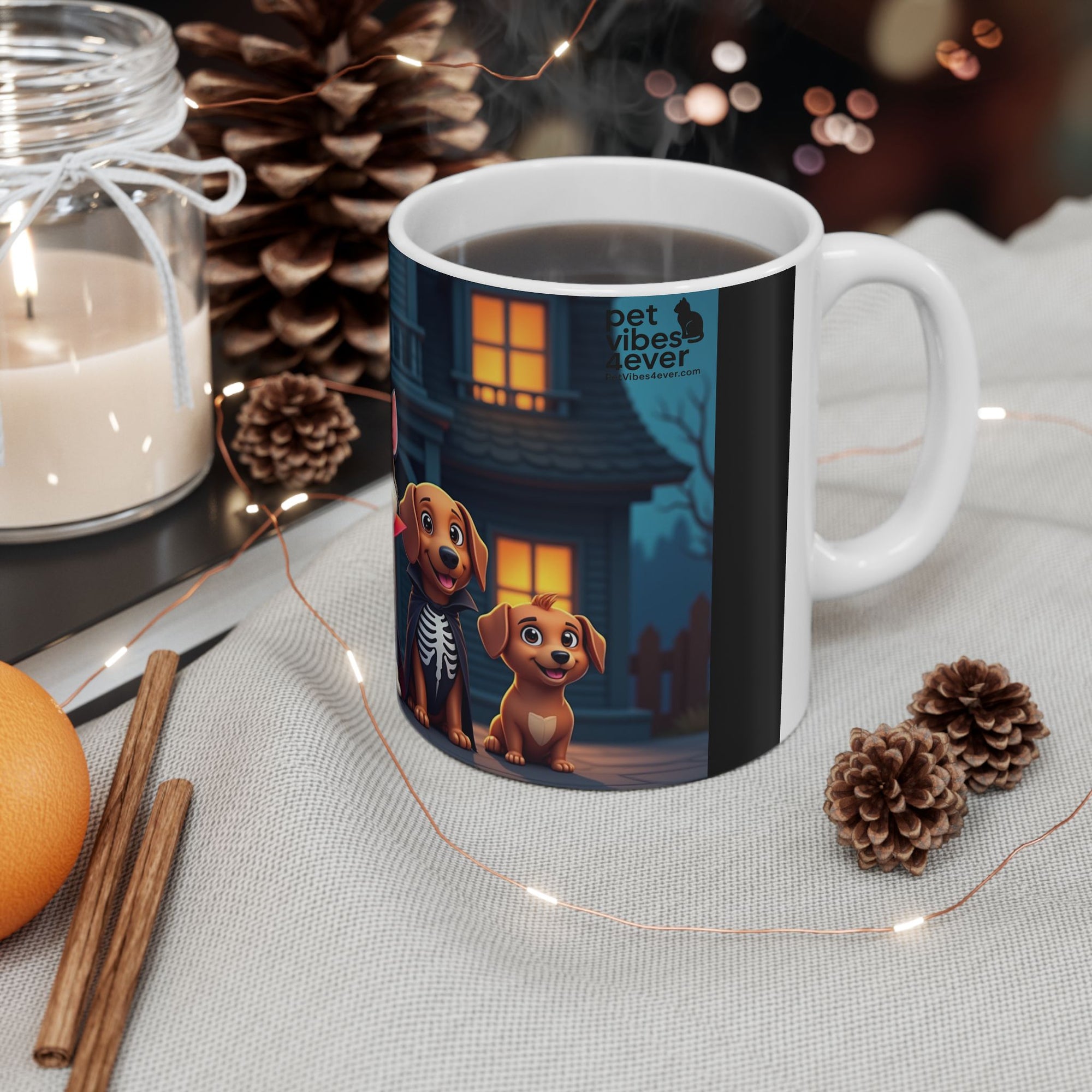 Halloween Dog Lovers Mug, Cute Canine Gift, Pet Owner Coffee Cup, Trick or Treat Drinkware, Spooky Pet Mug